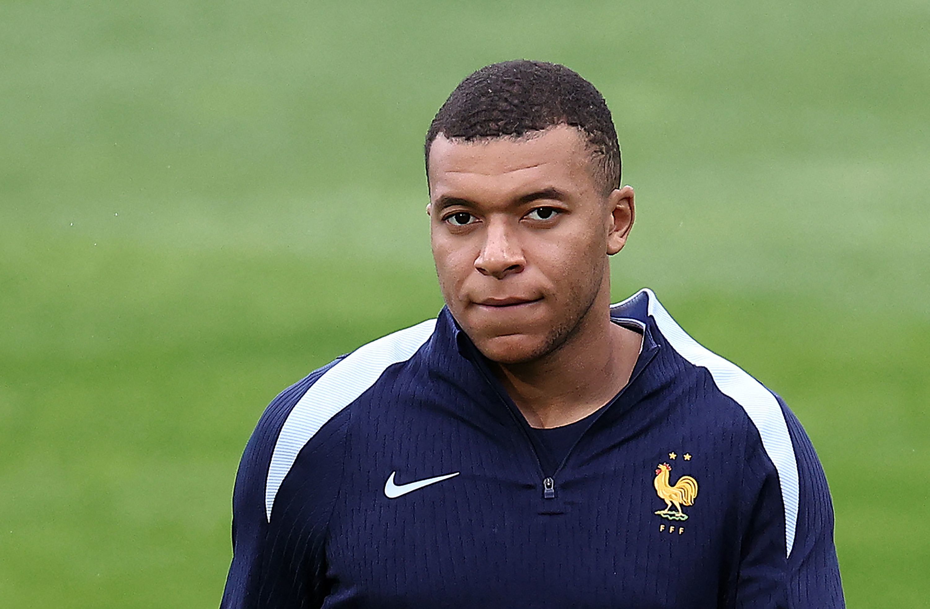 Mbappé, durante el entrenamiento de ayer.