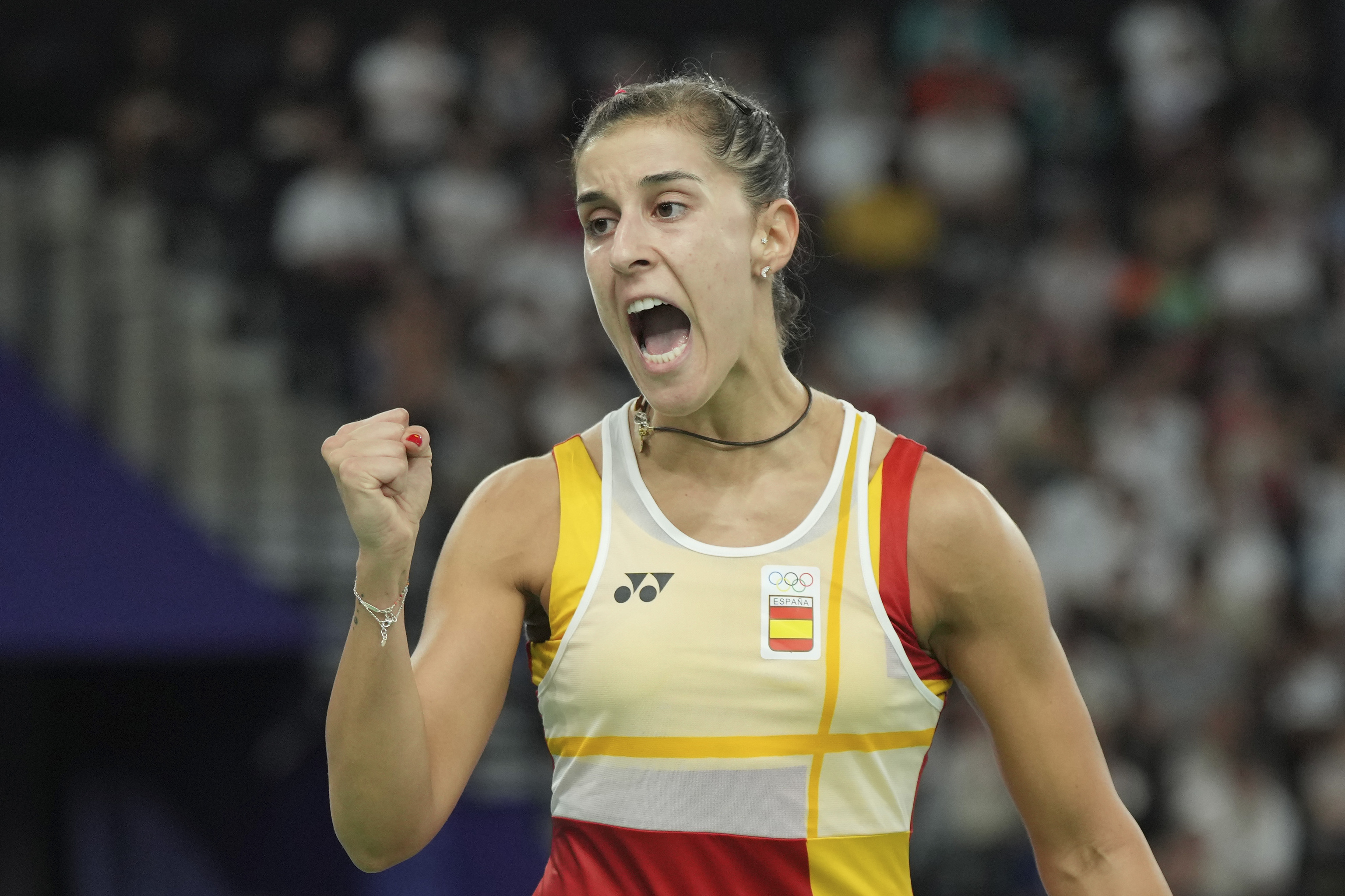 Carolina Marín, ante Ohori, este sábado.