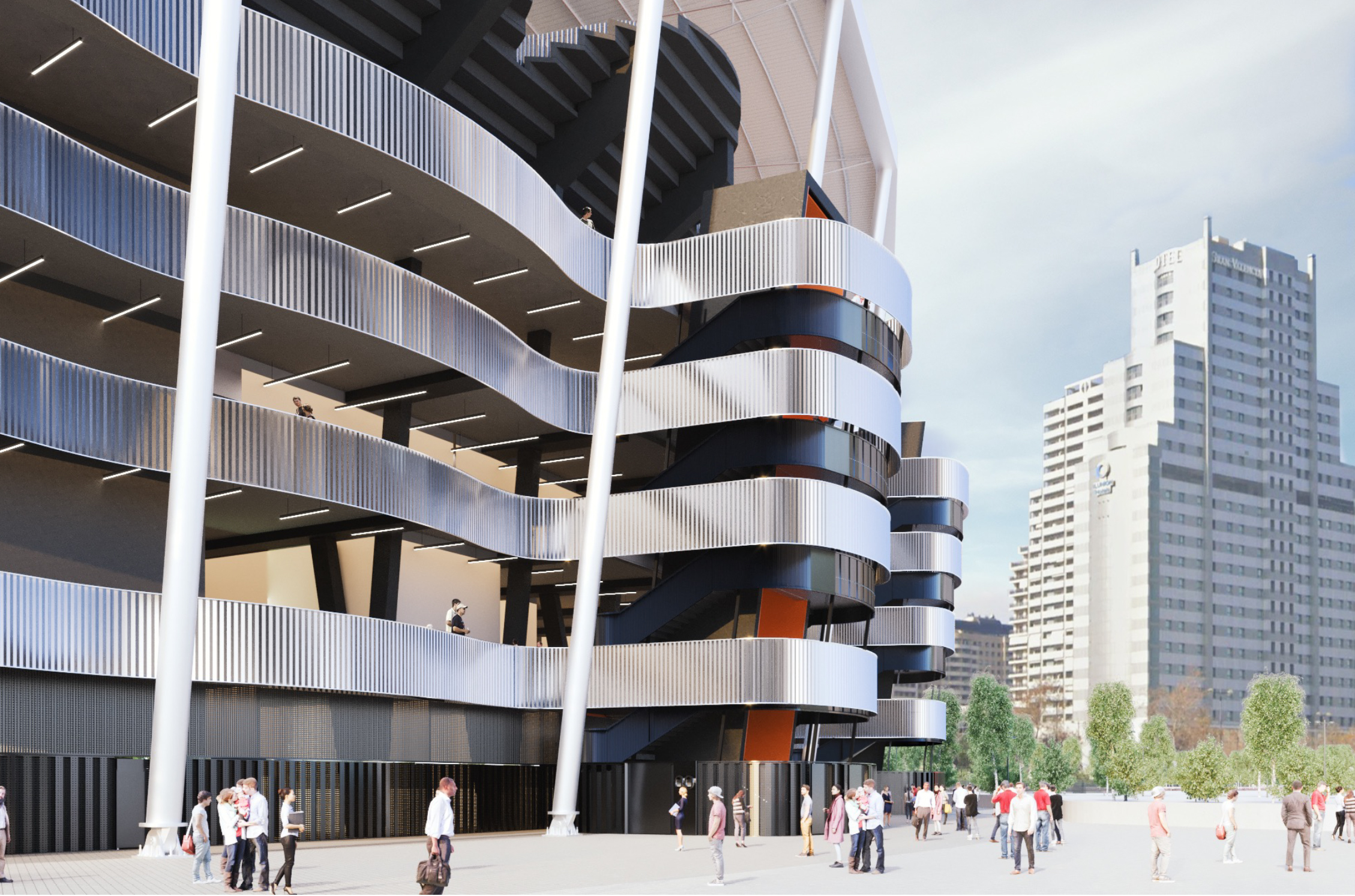 Fachada exterior del Nuevo Mestalla.