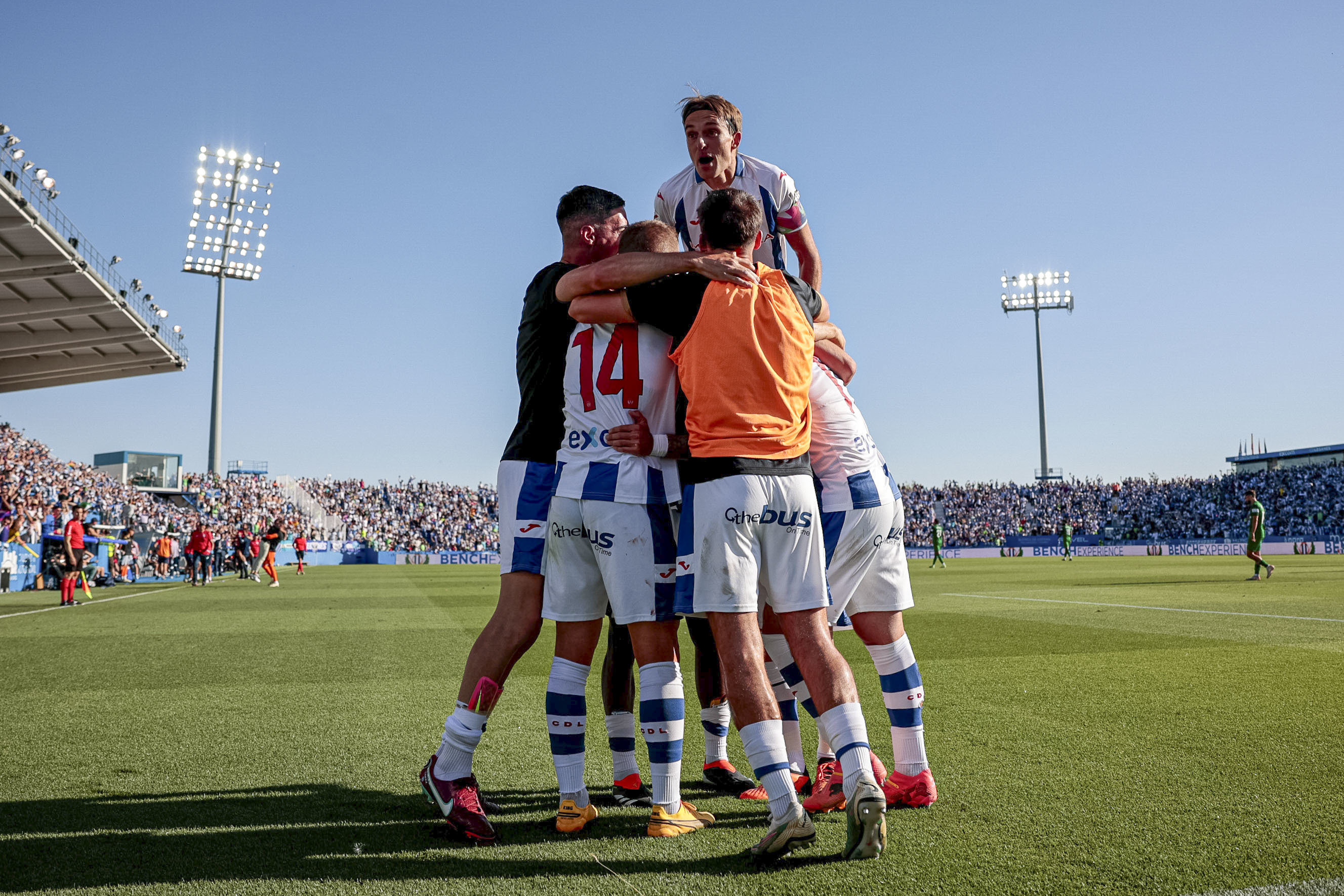 Los jugadores del Leganés, en la última jornada de la temporada pasada.
