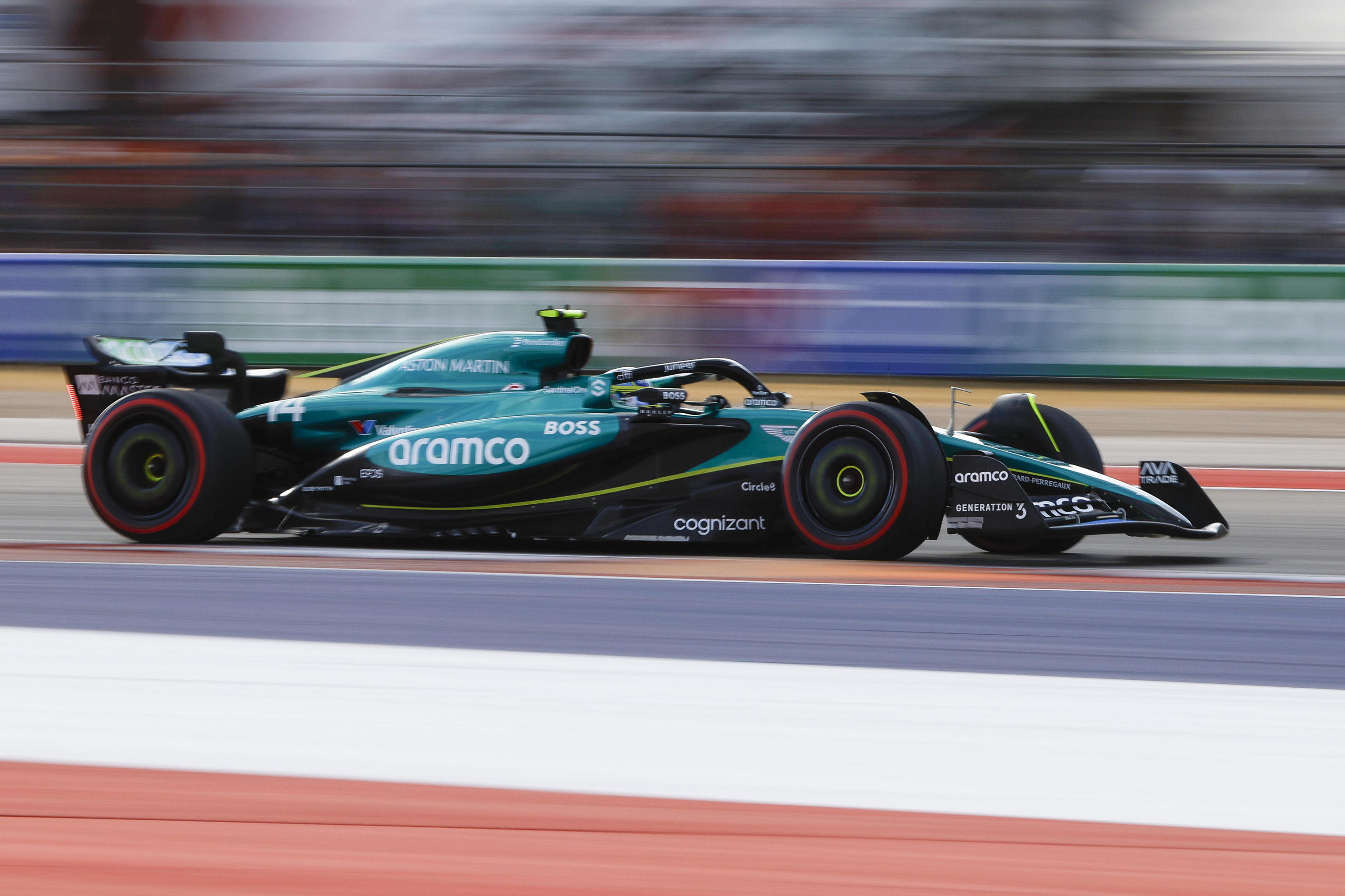 Alonso, con el AMR24, el sábado en Austin.