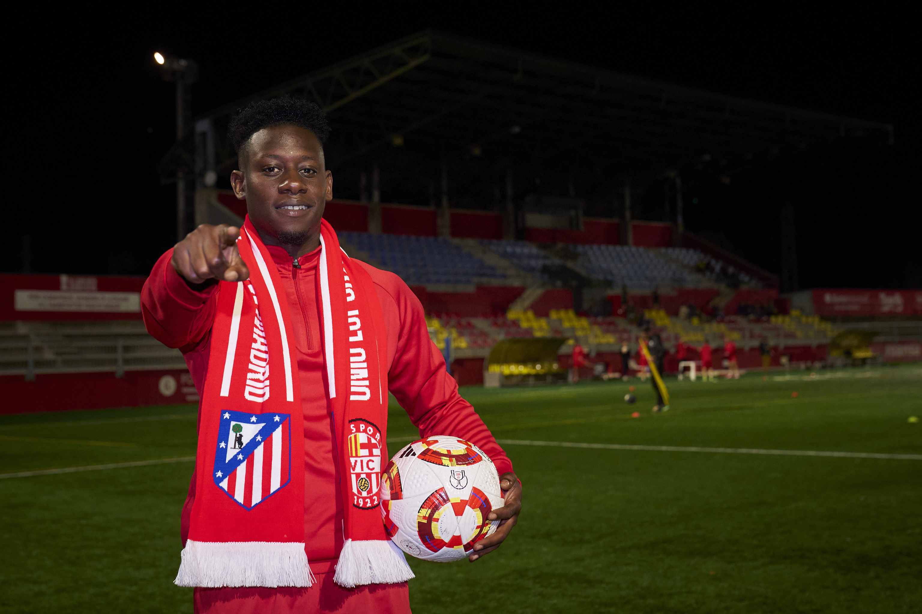 Seidou Diaby, antes del entrenamiento.