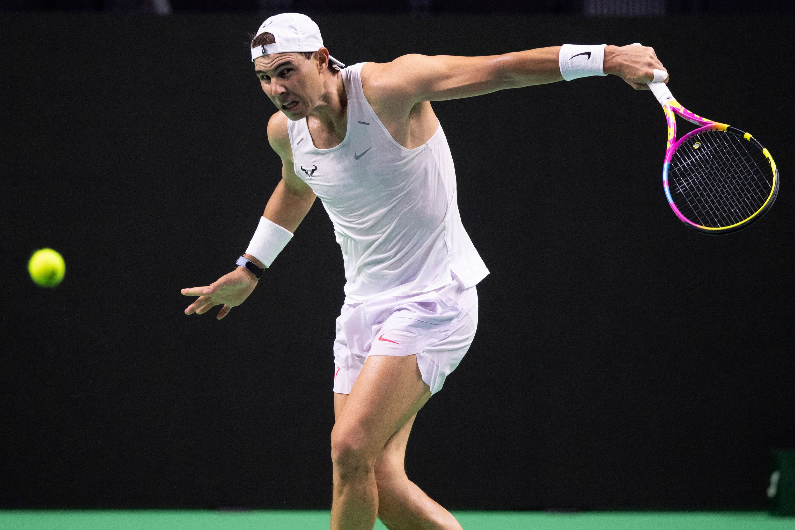 Nadal, en su entrenamiento de este viernes en Málaga.
