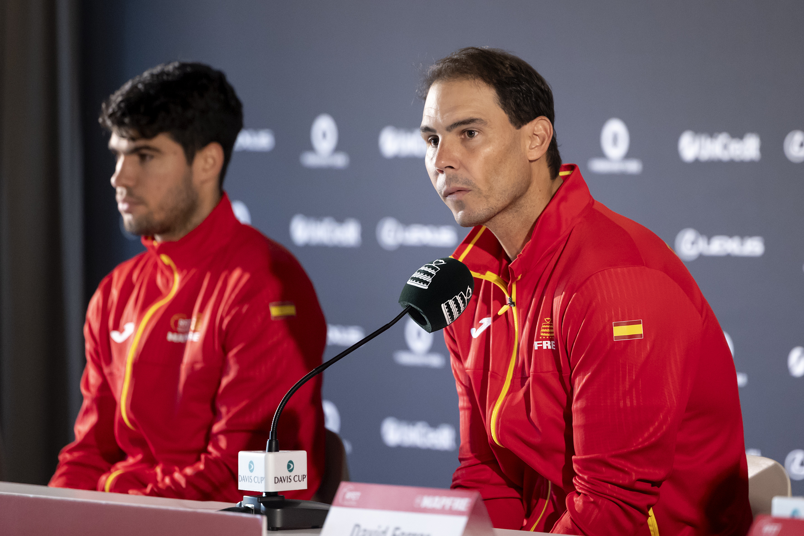 Nadal y Alcaraz, en la rueda de prensa del lunes.