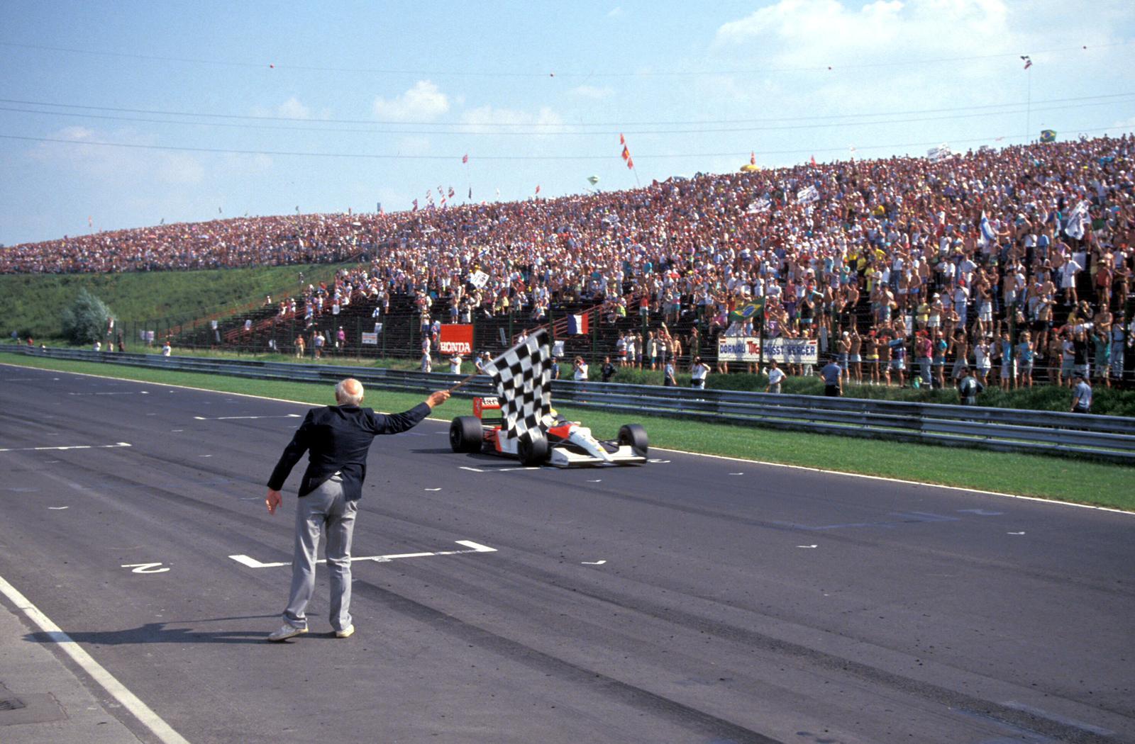 Senna, vencedor en el GP de Hungría 1991.
