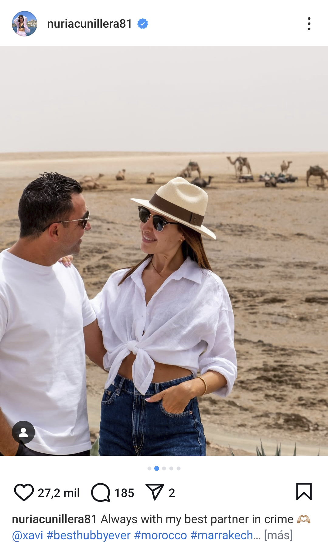 Xavi y su mujer, en Marrakech.