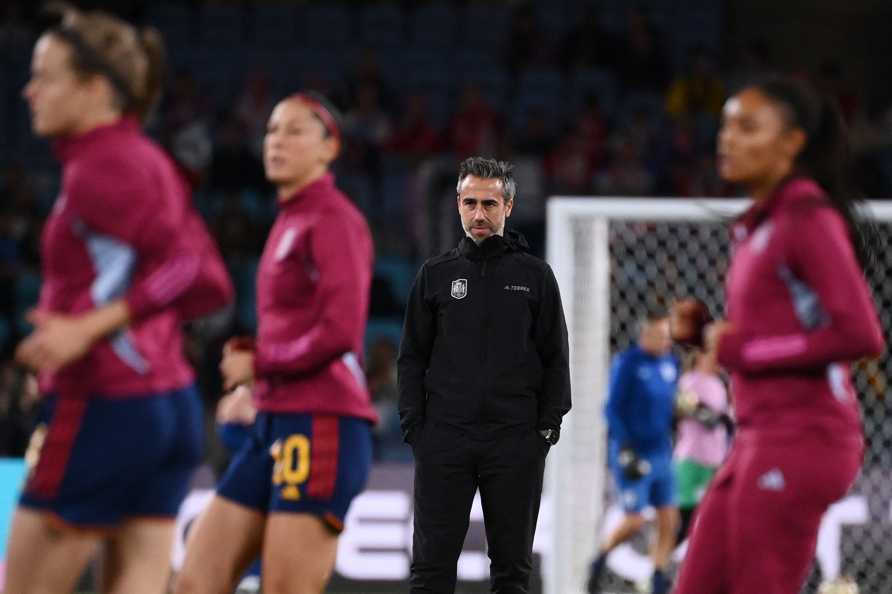 Vilda, durante el calentamiento previo a la final ante Inglaterra.