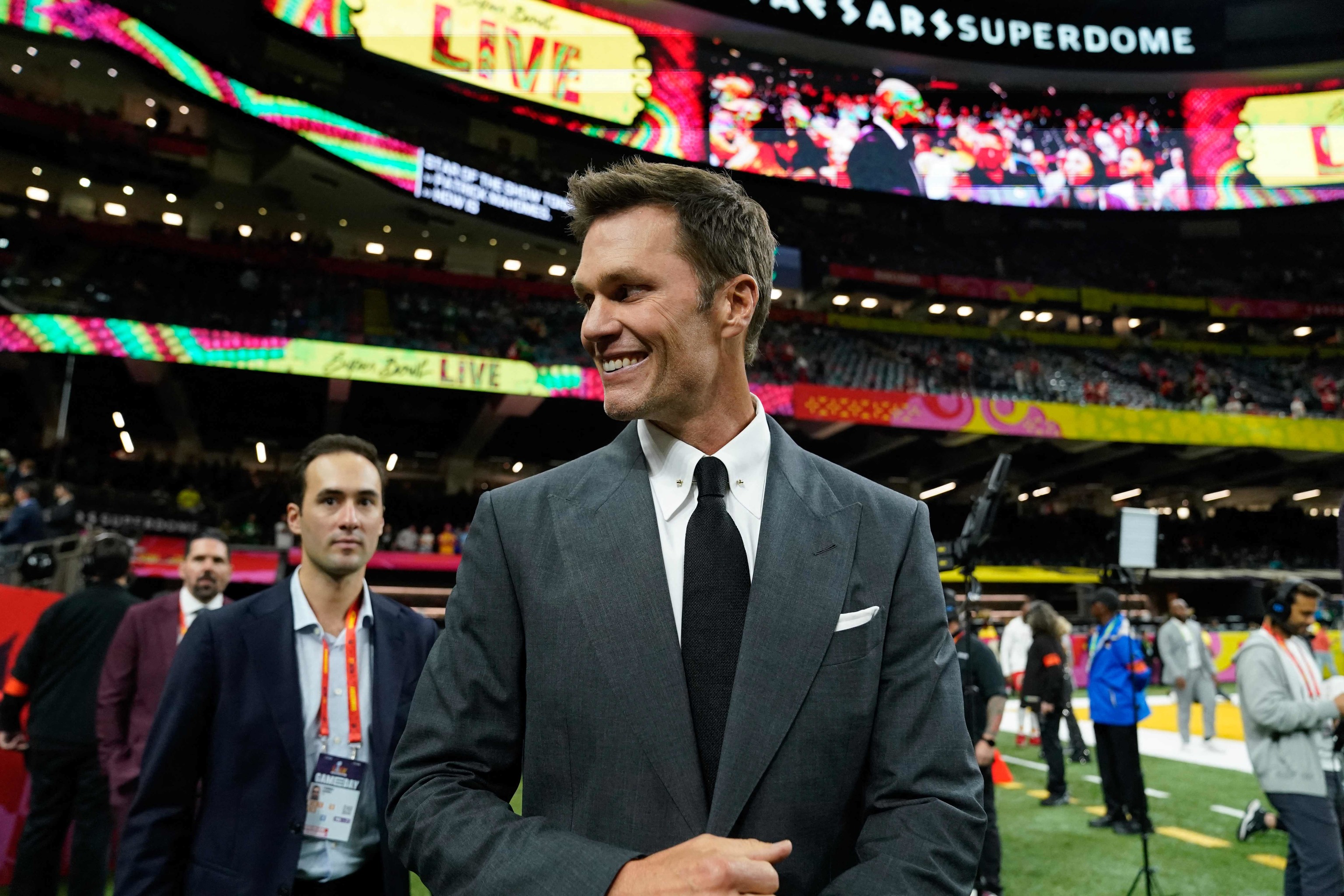 Tom Brady, durante la Super Bowl que comentó para la TV estadounidense.