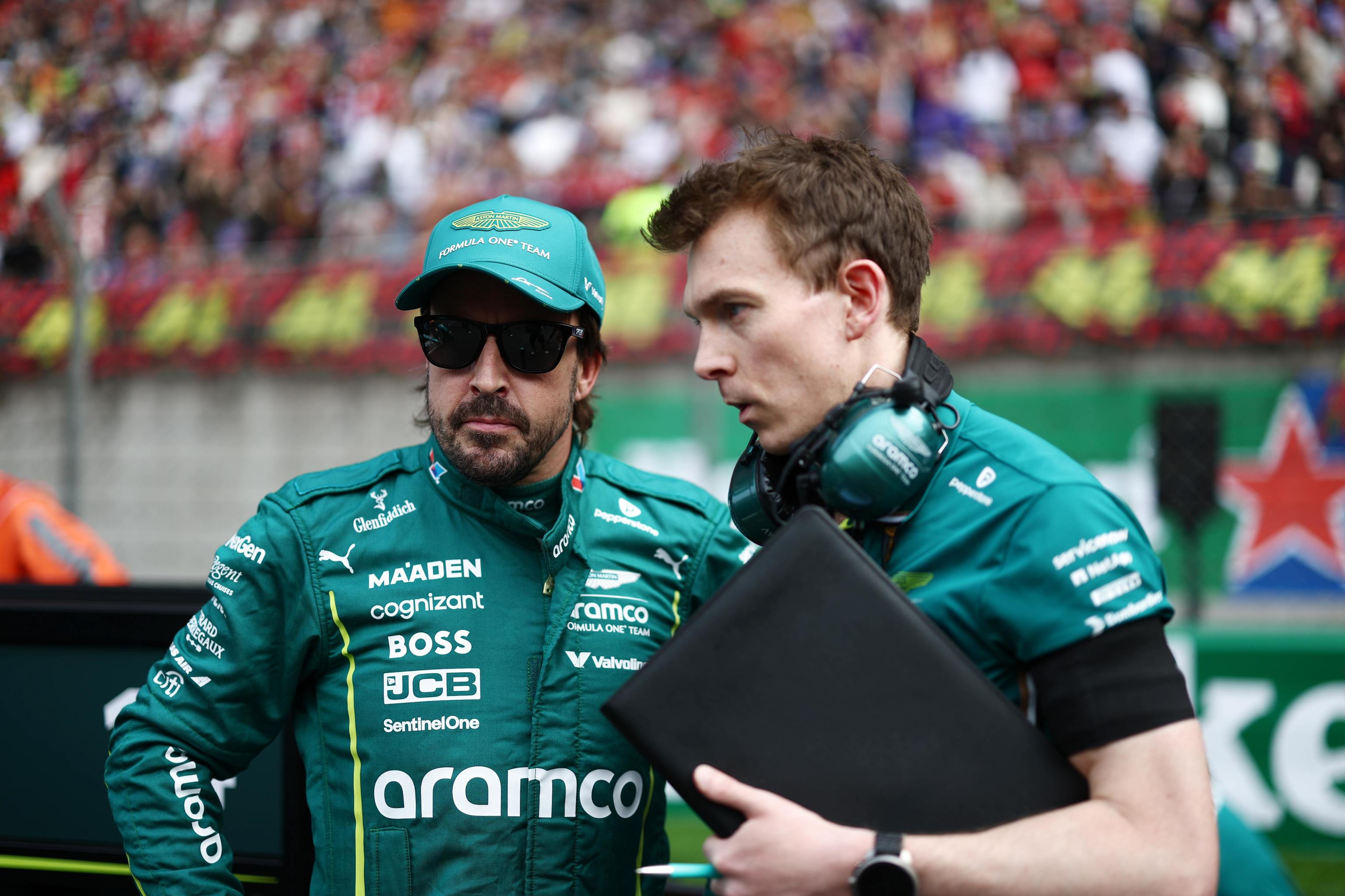 Alonso, poco antes de tomar la salida en Shanghai.