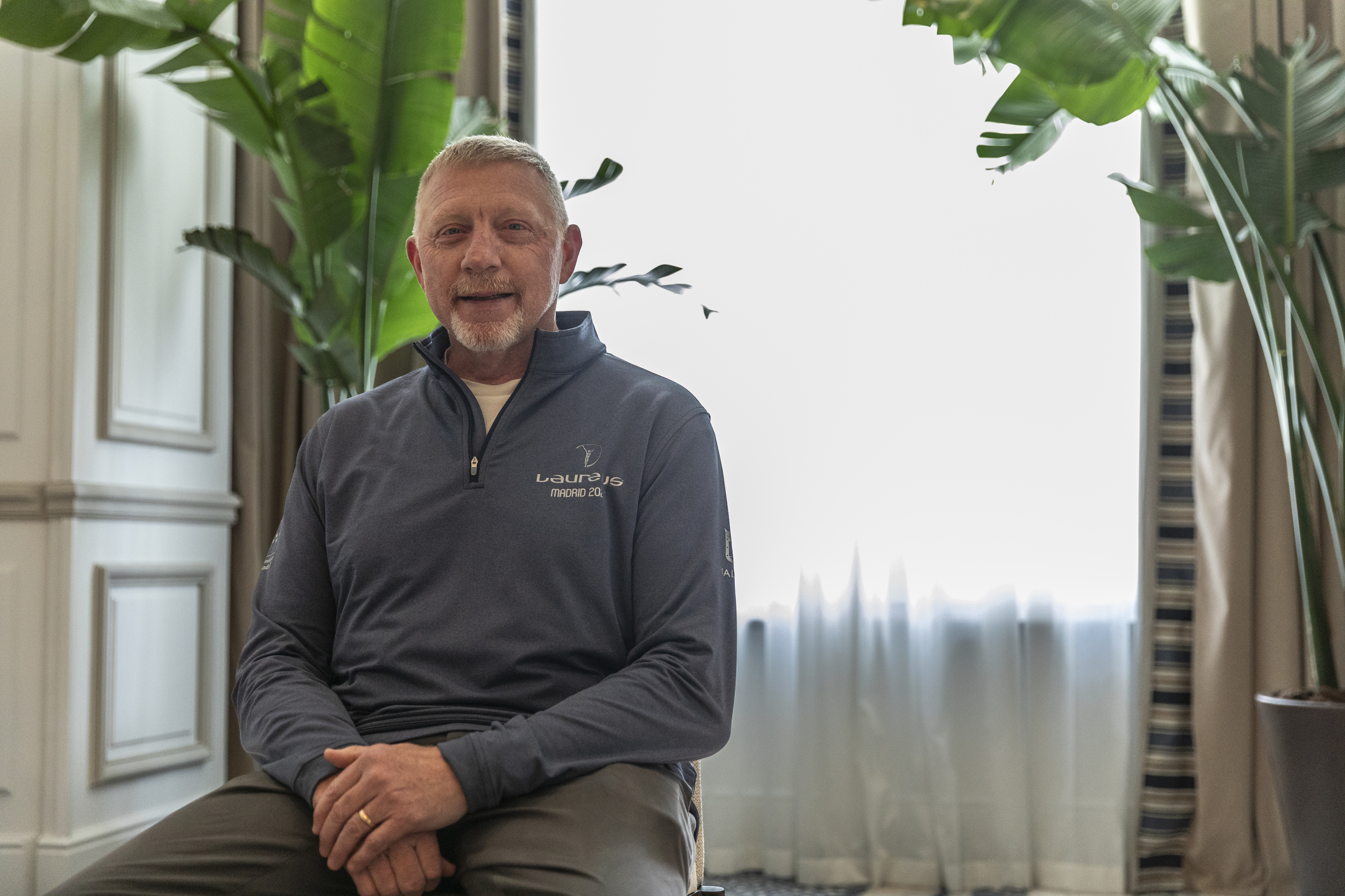 Becker posa en el hotel Palace de Madrid como embajador de los Premios Laureus.