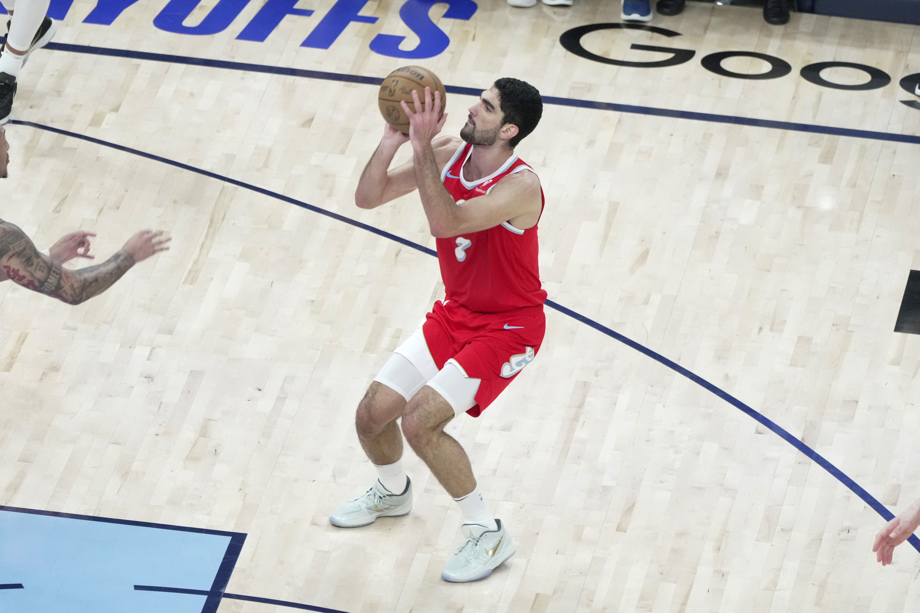Santi Aldama, durante los playoffs ante los Thunder.