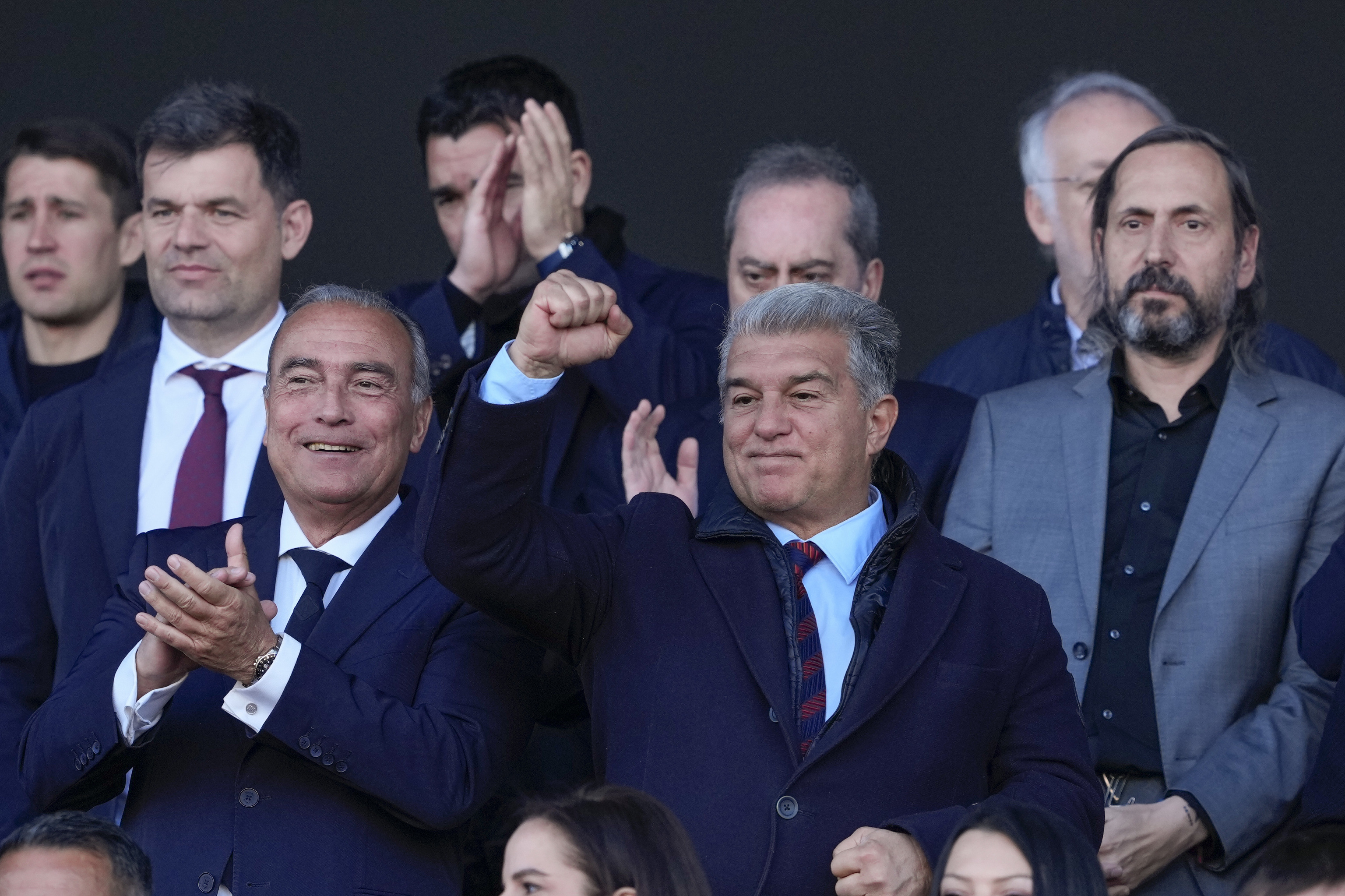 Laporta, en el palco del Estadio Olímpico, ante el Girona.
