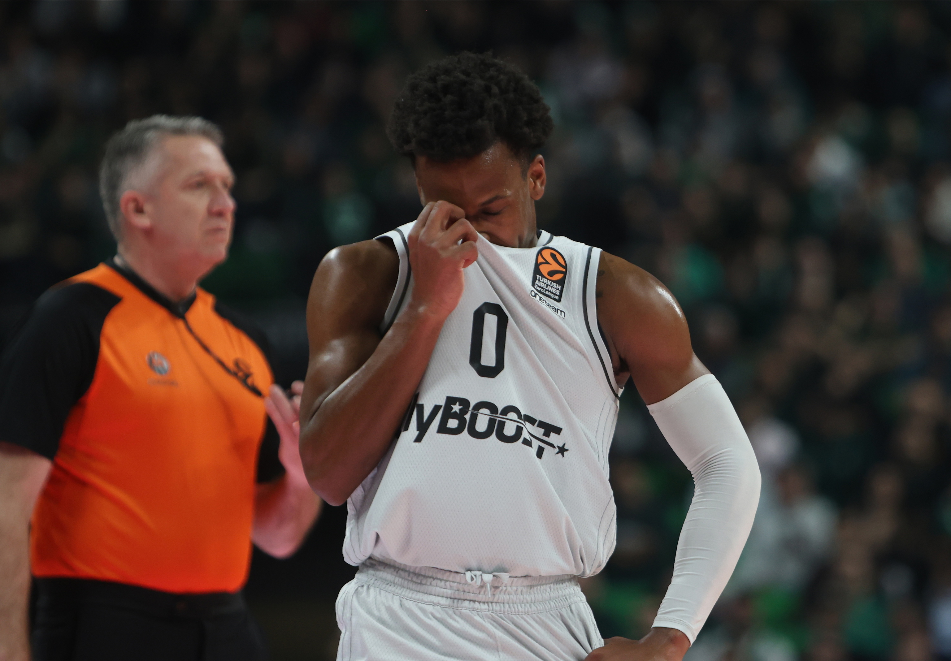 TJ Shorts, durante el partido de la semana pasada en el OAKA de Atenas.