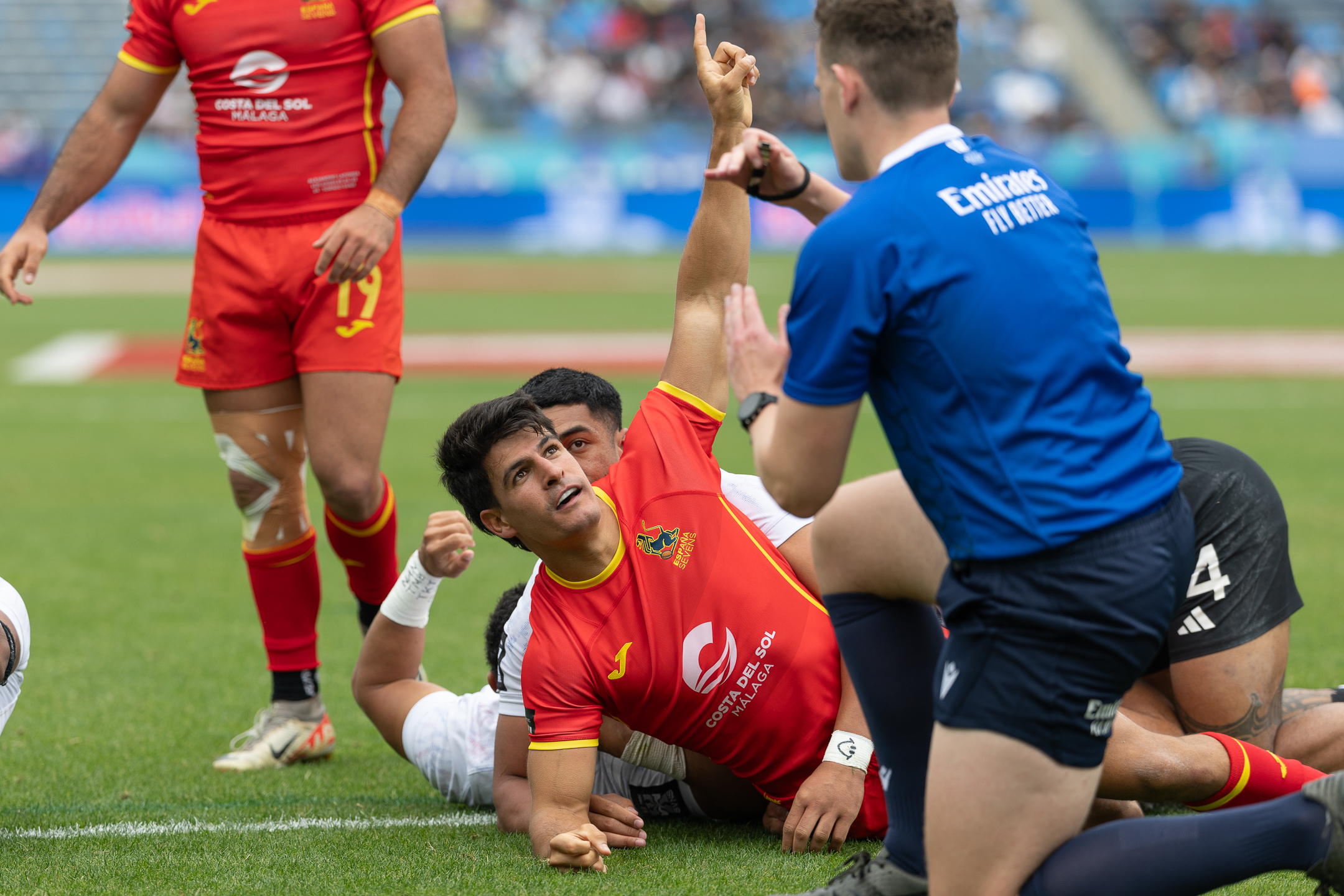 Juan Ramos, tras posar el ensayo contra Nueva Zelanda