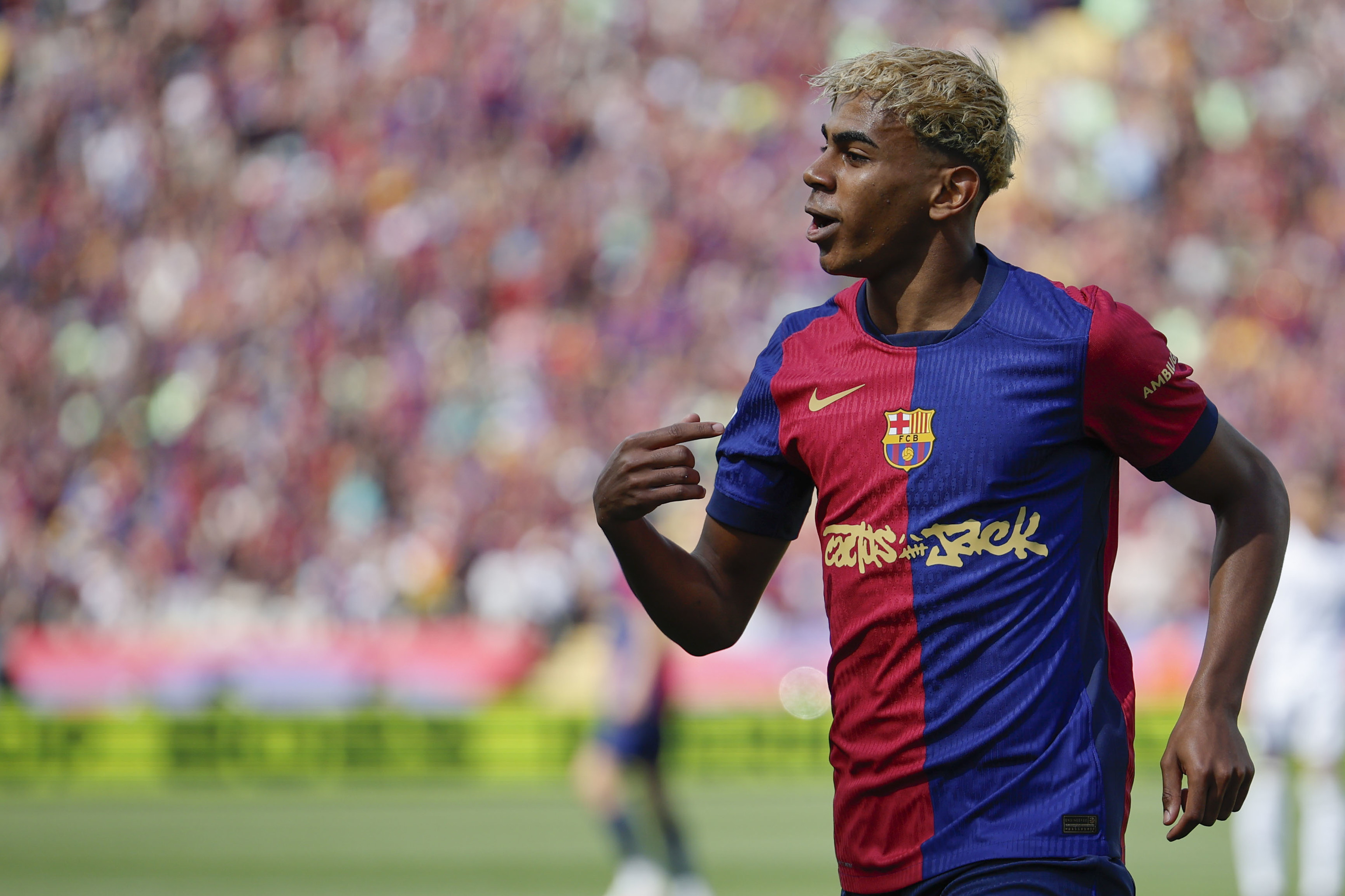 Lamine, durante un partido de Liga.