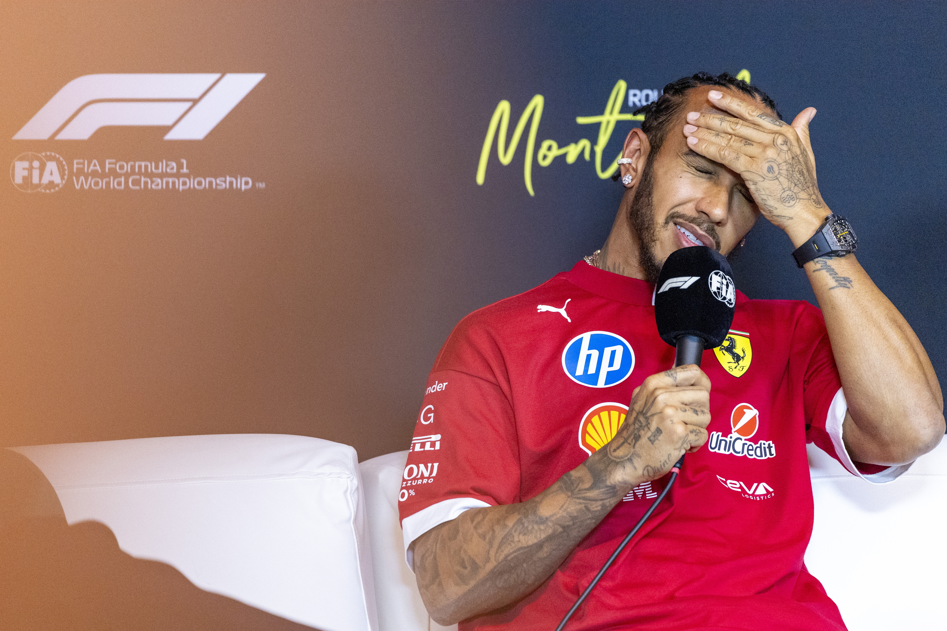 Hamilton, el jueves, durante la rueda de prensa oficial de la FIA.