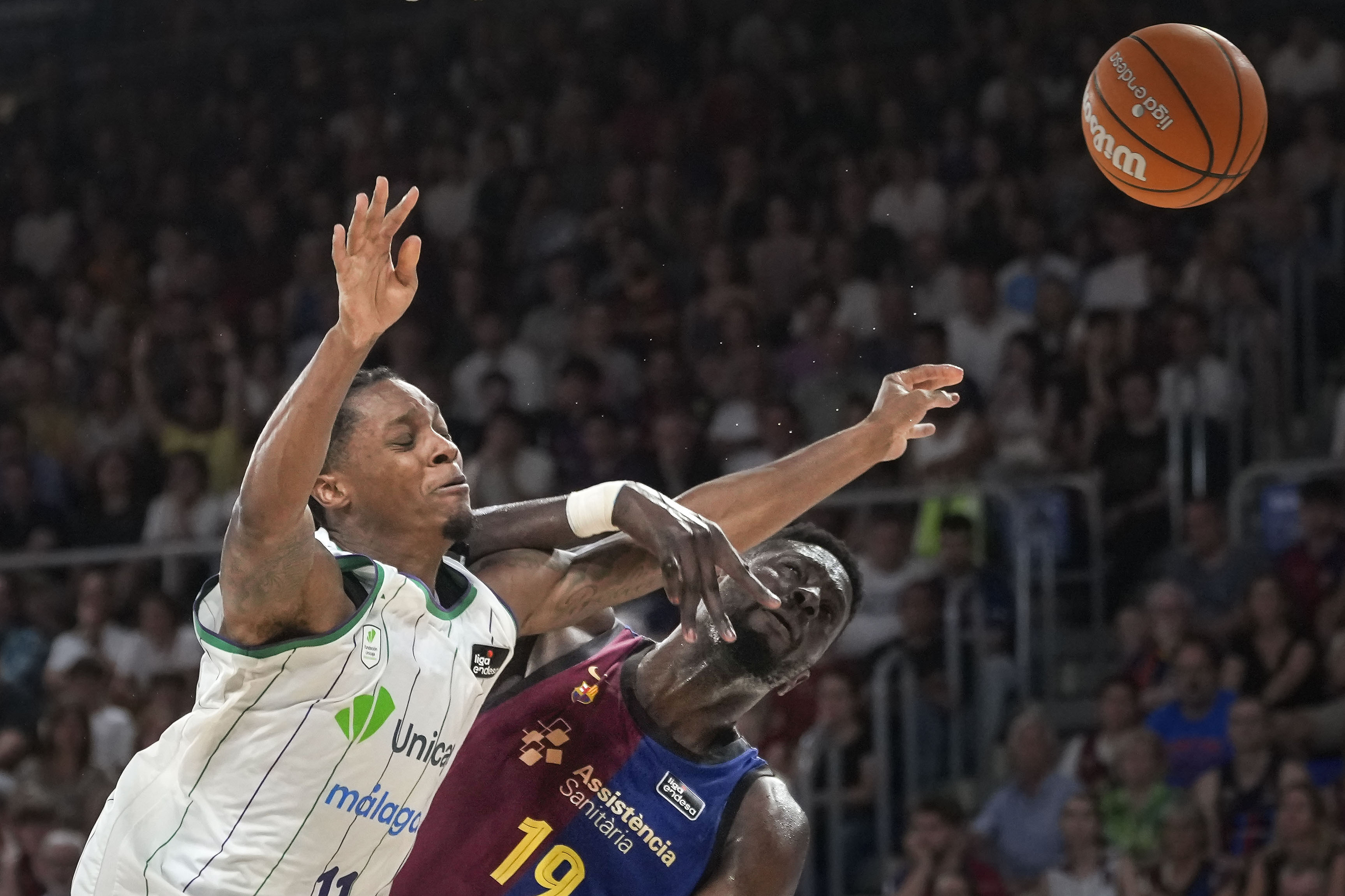 Carter y Fall, durante el partido en el Palau Blaugrana.