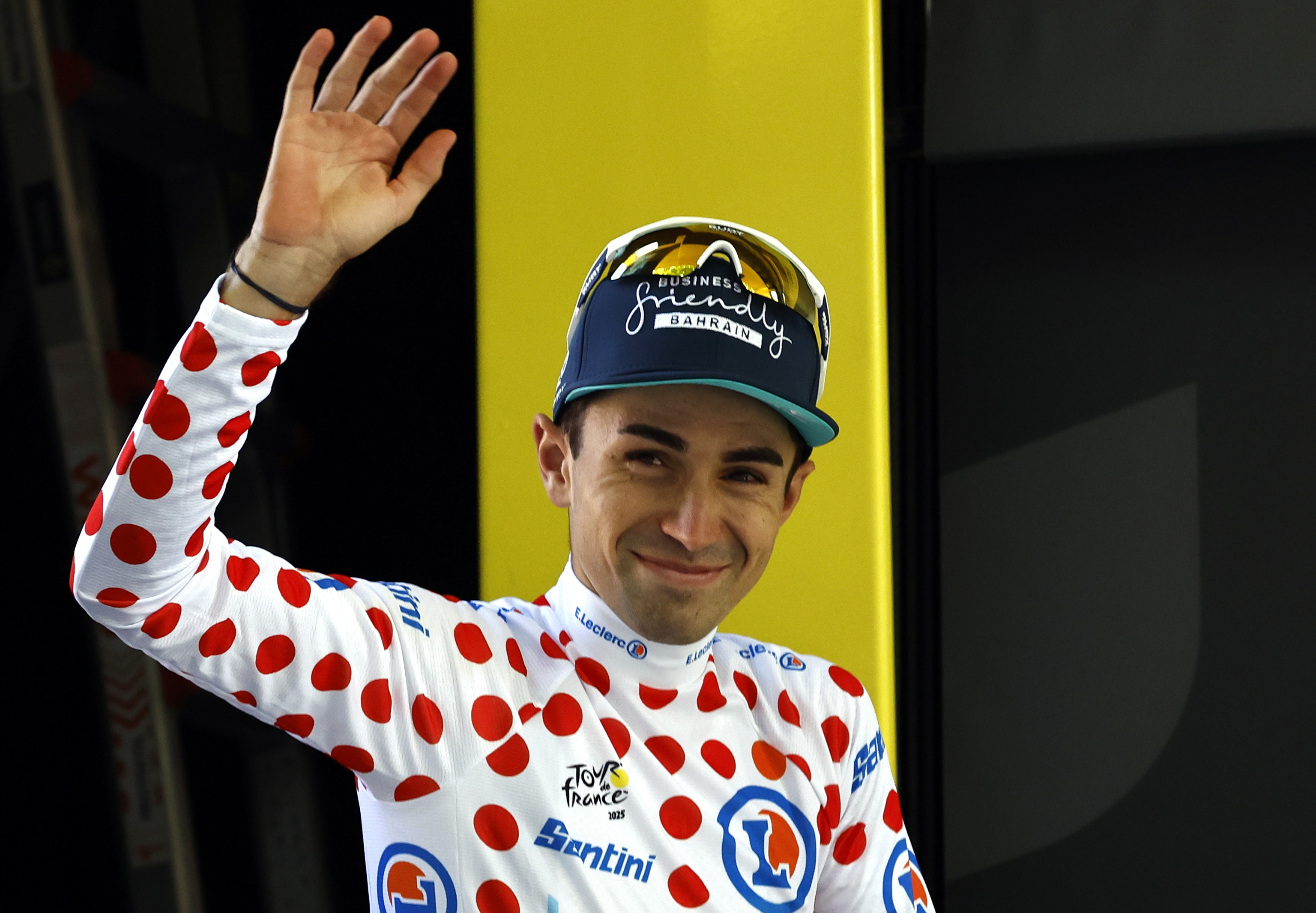 Lenny Martinez, con el maillot de la Montaña del Tour.