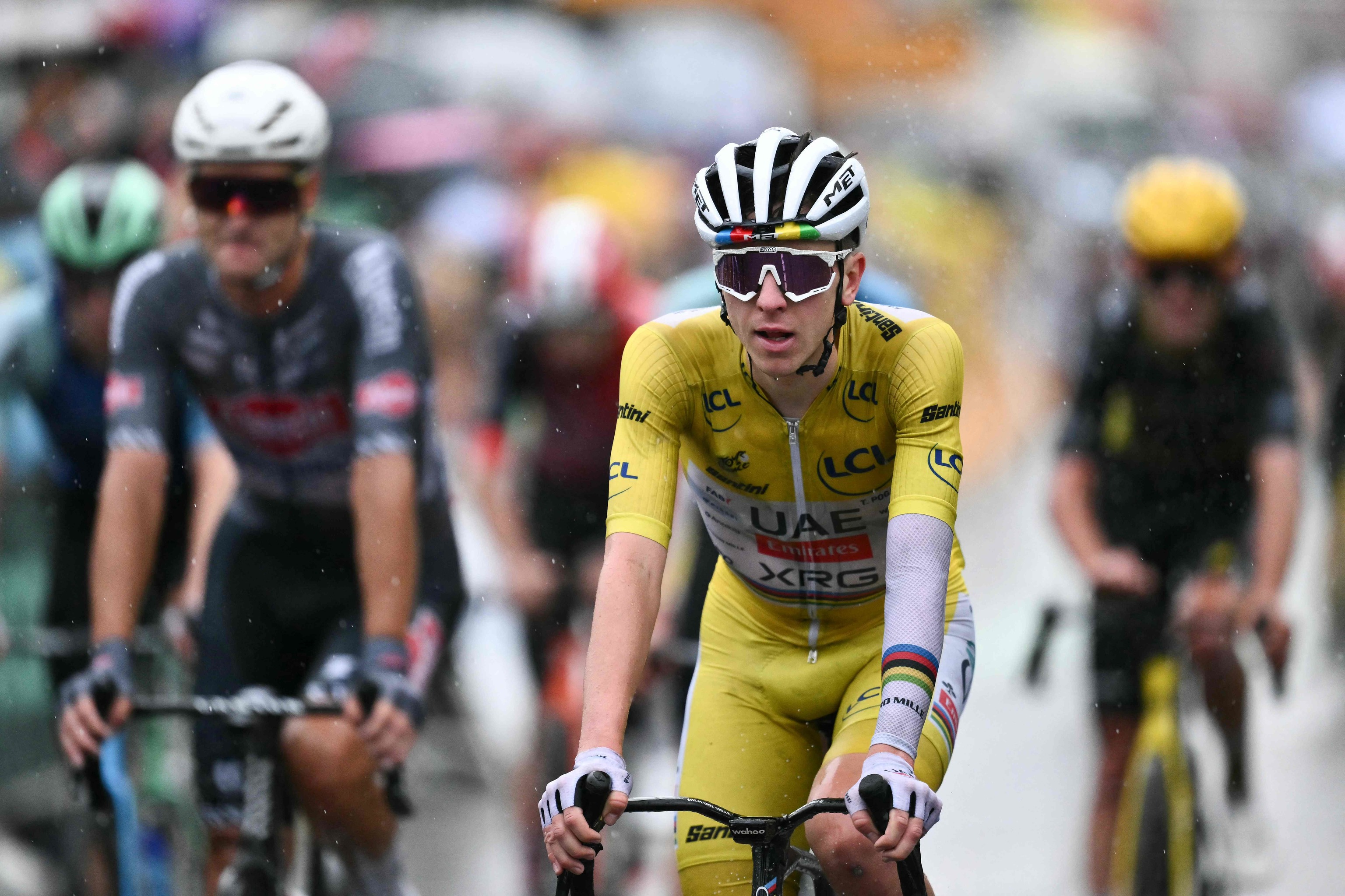 Pogacar, a su llegada a Valence.