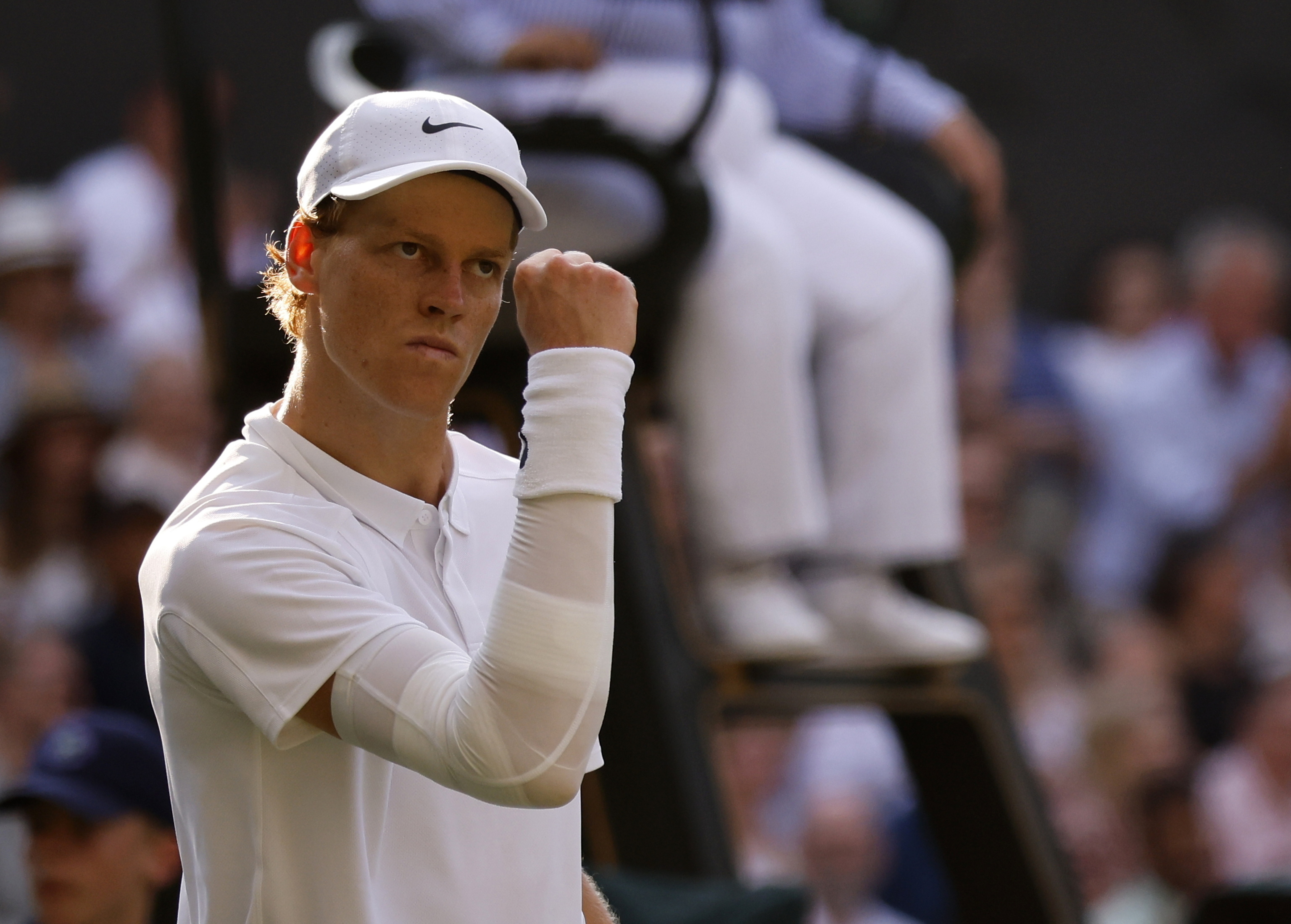 Sinner celebra su victoria, este domingo.