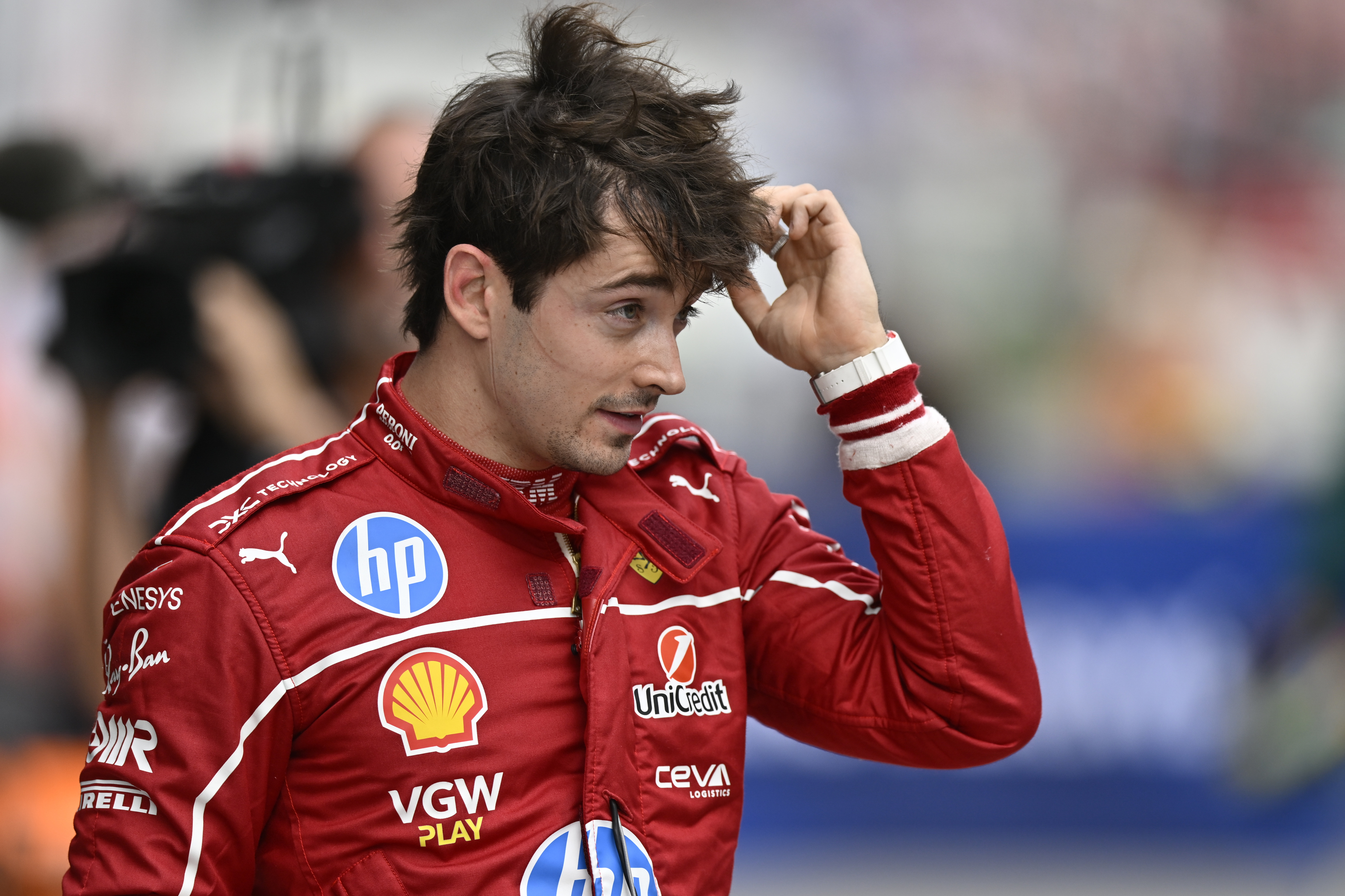 Leclerc festeja su 'pole', el sábado en Hungaroring.