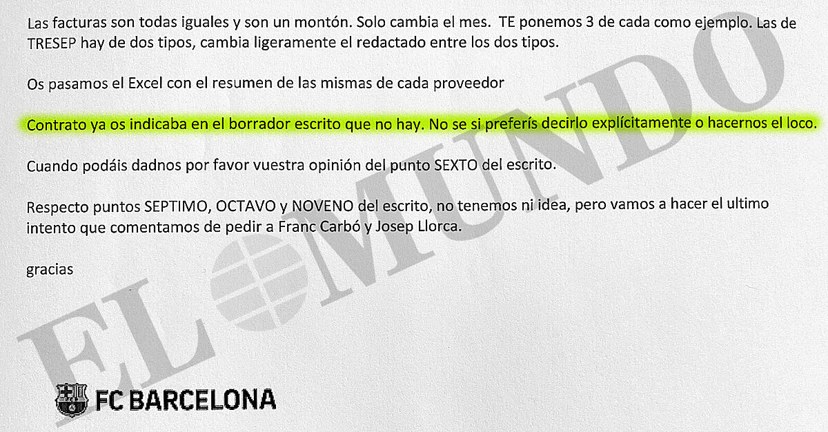 Las comunicaciones internas del Barça cuando Hacienda exigió los pagos a Negreira: "No tenemos contrato, ¿lo decimos o nos hacemos los locos?"