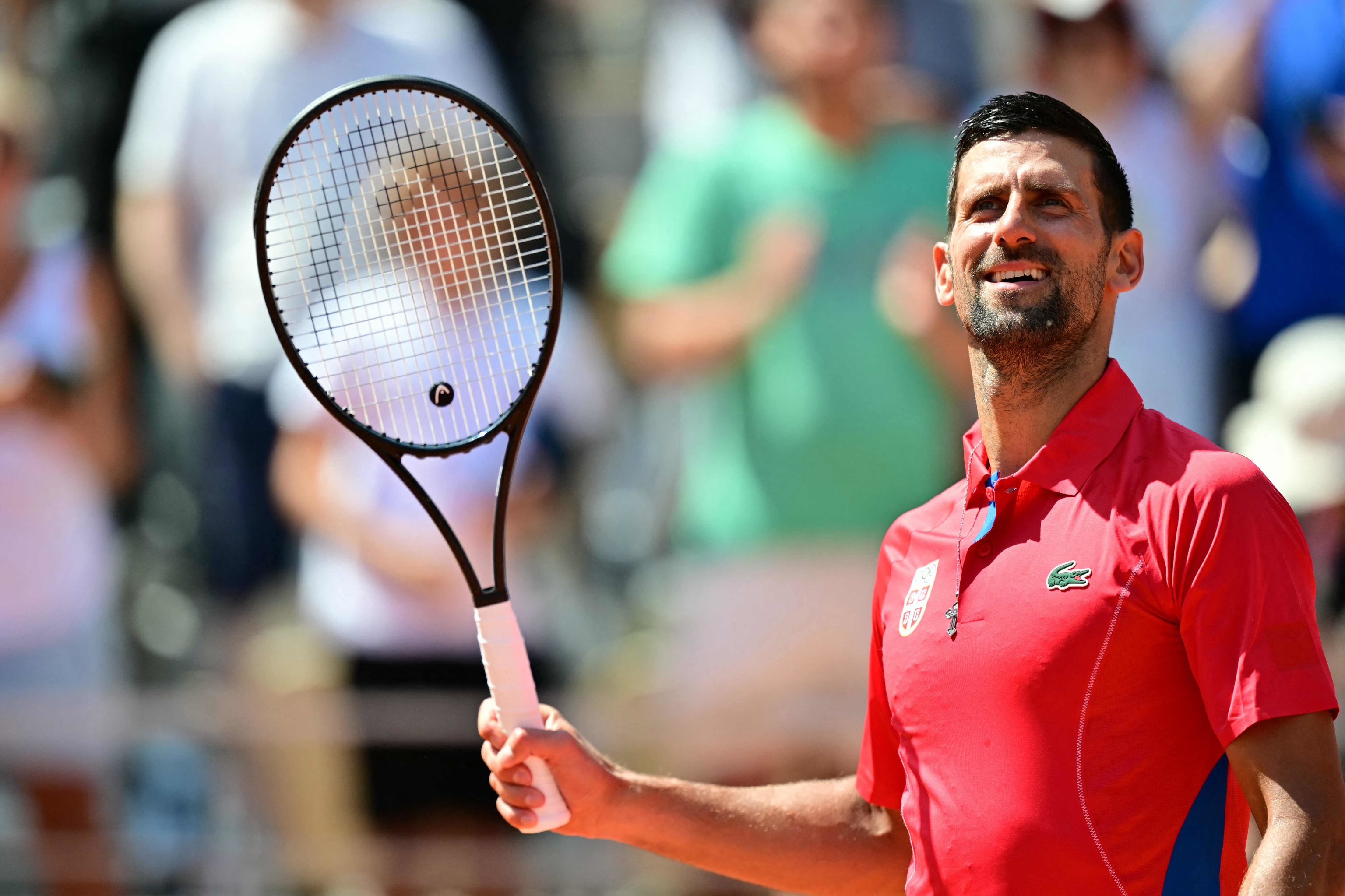 Djokovic festeja su pase a tercera ronda.