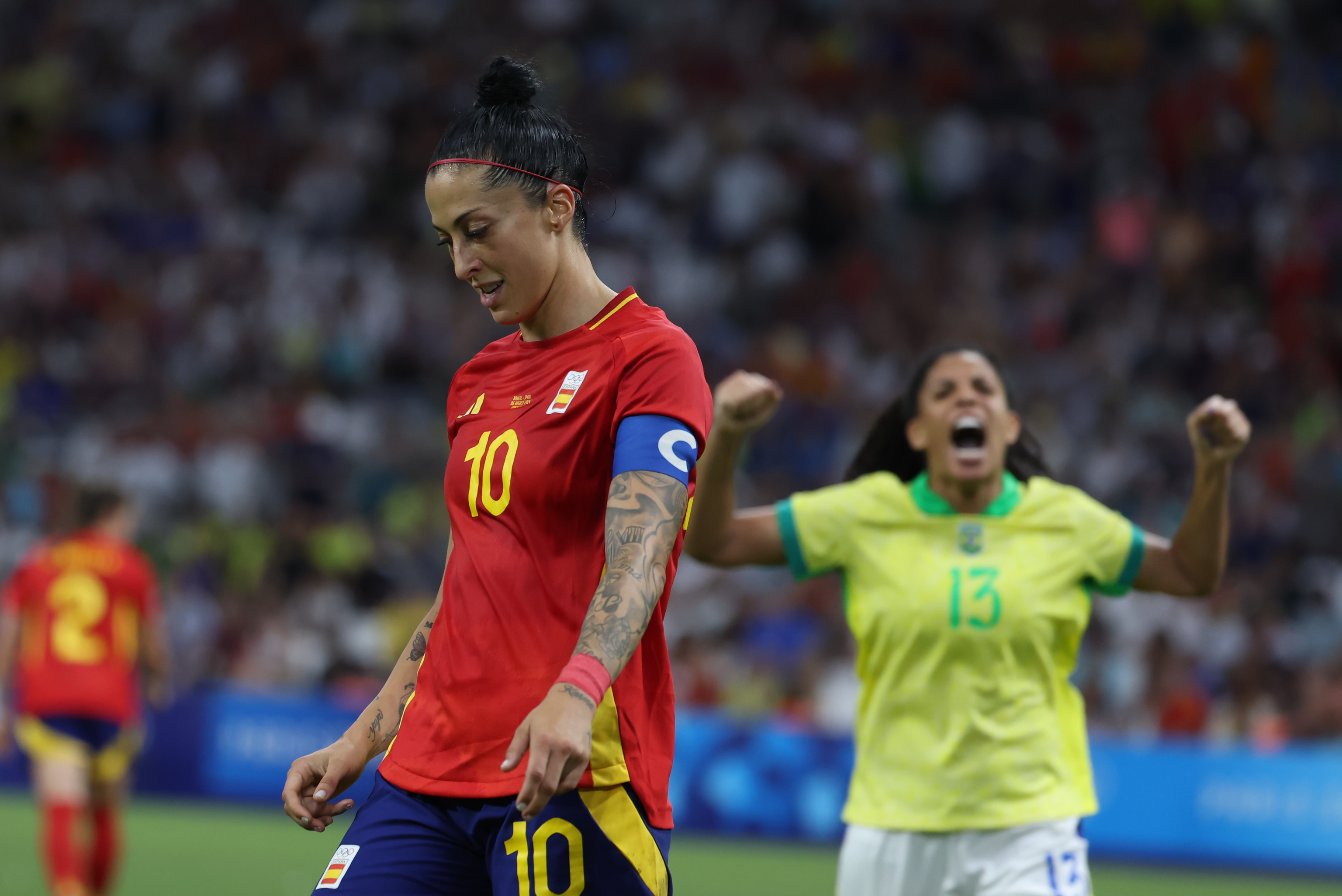 Jennifer Hermoso durante la semifinal entre Brasil y España