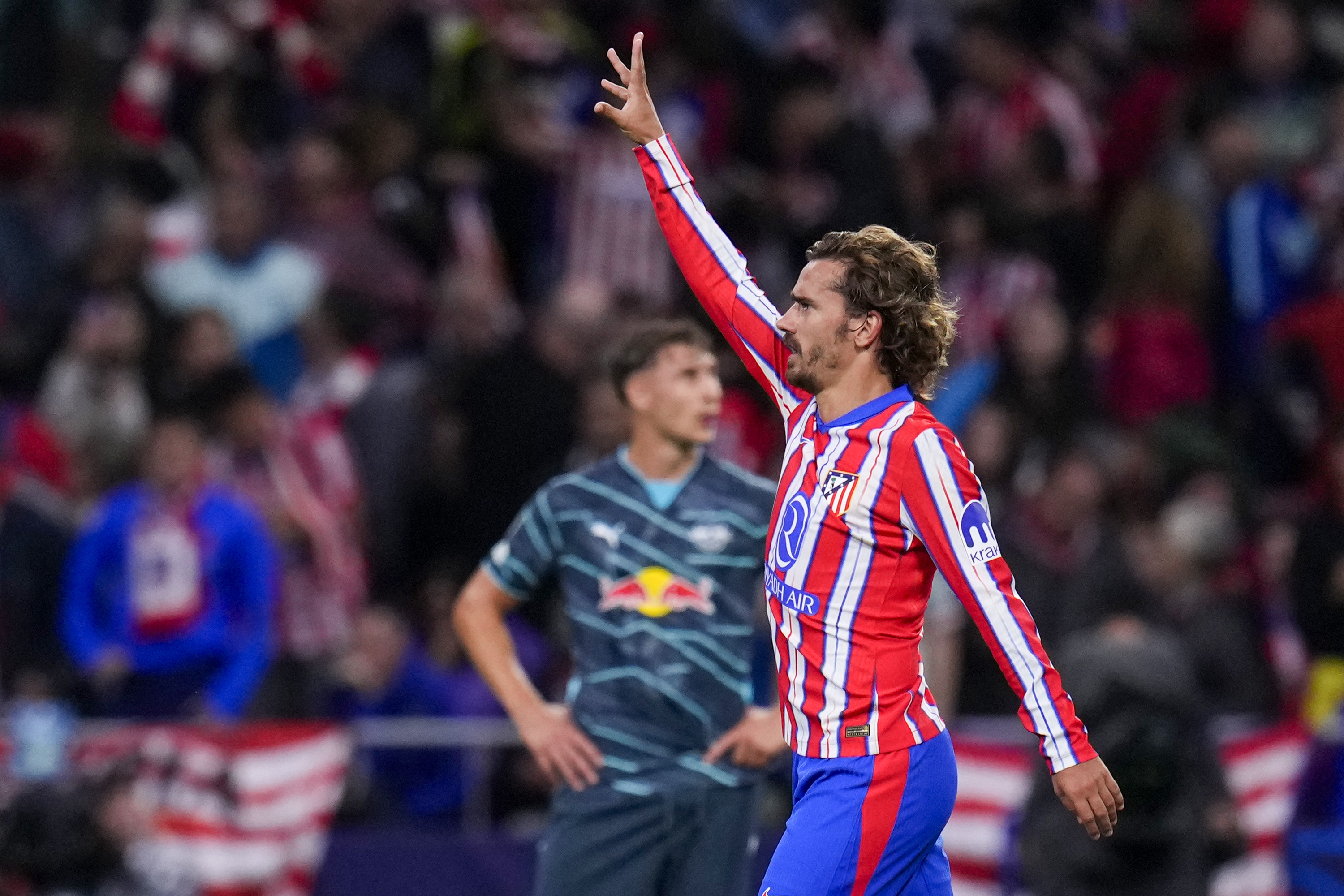 Griezman celebra su tanto en el Metropolitano.