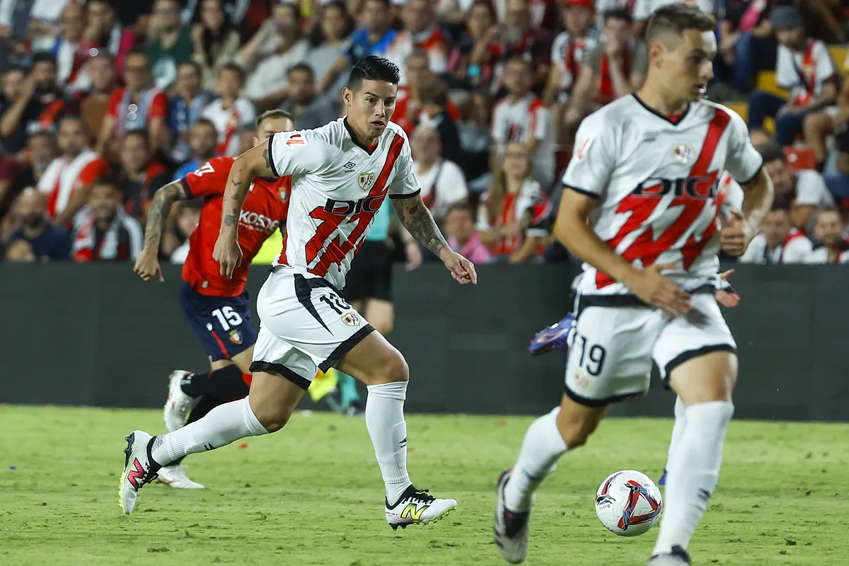 James juega sus primeros minutos con el Rayo, que gana 3-1 a Osasuna