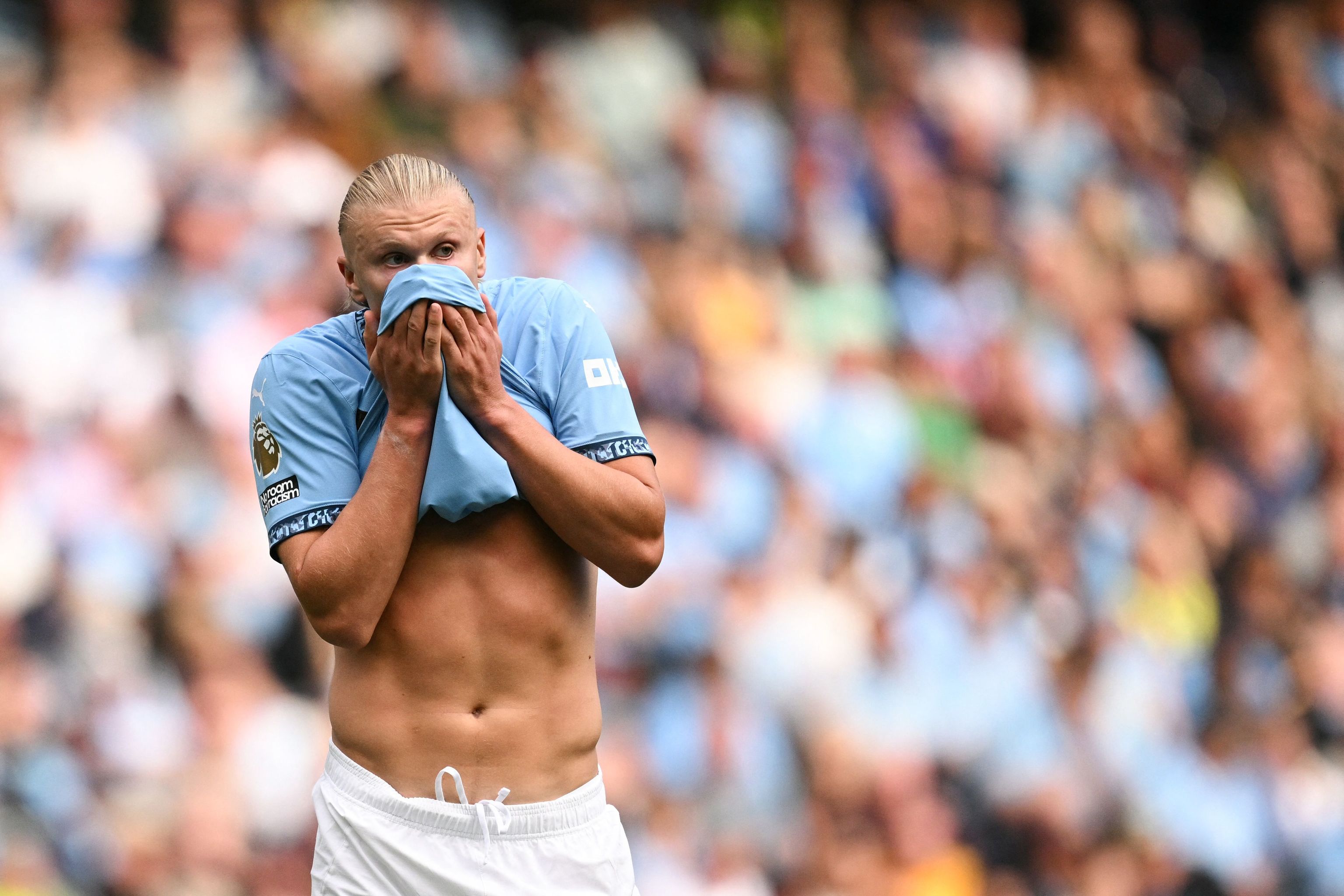 Haaland, durante el último partido ante el Brentford.