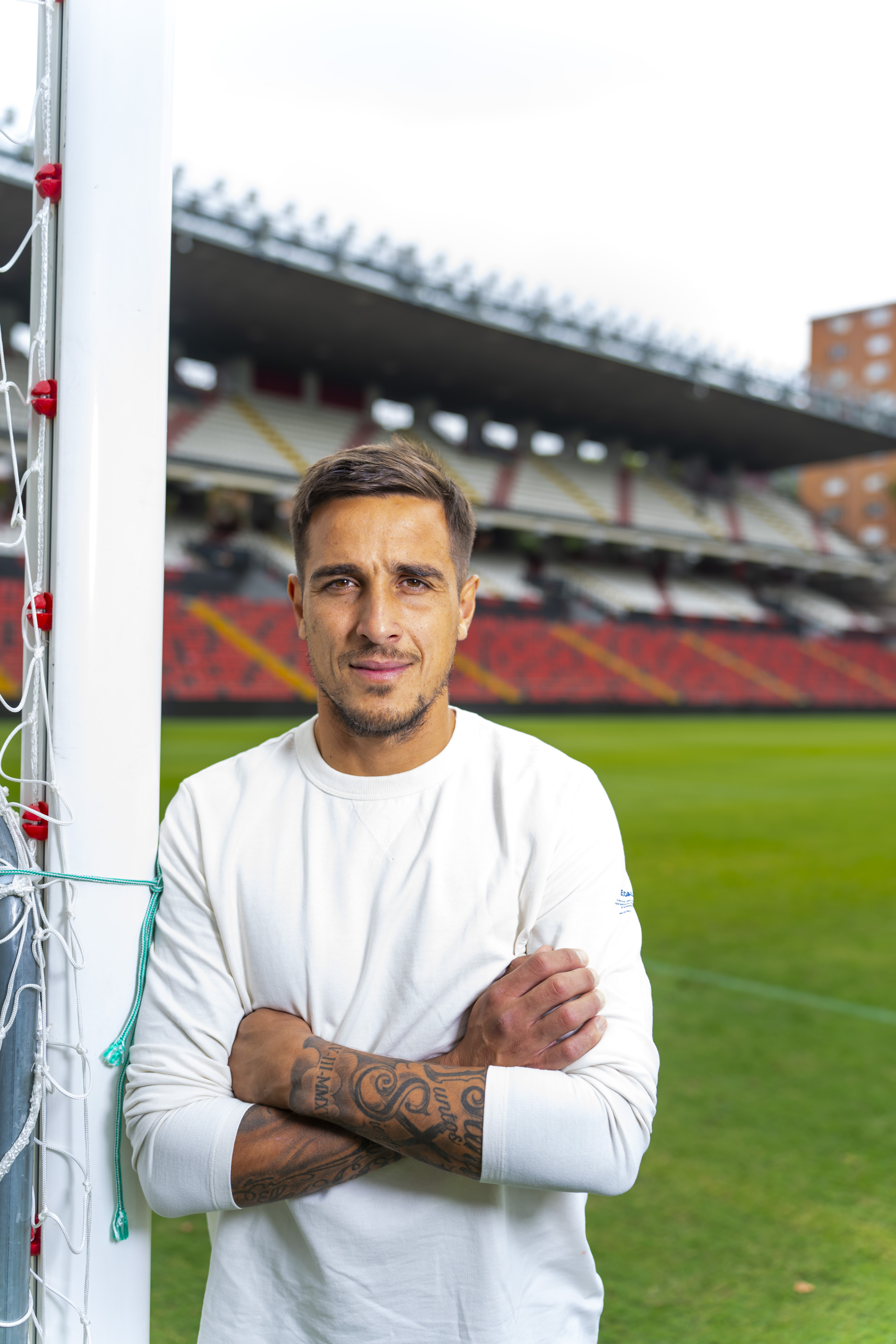 Trejo, en una de las porterías del estadio de Vallecas.