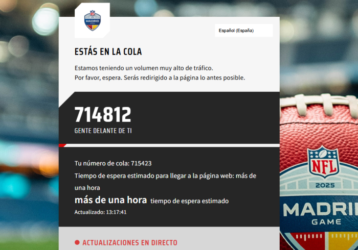 Colas de más de 700.000 personas para conseguir entradas para ver el Dolphins-Commanders de la NFL en el Bernabéu