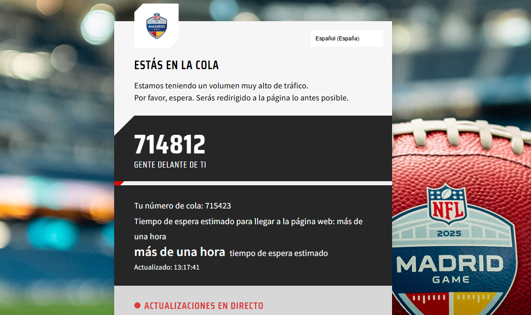 Colas de más de 700.000 personas para conseguir entradas para ver el Dolphins-Commanders de la NFL en el Bernabéu