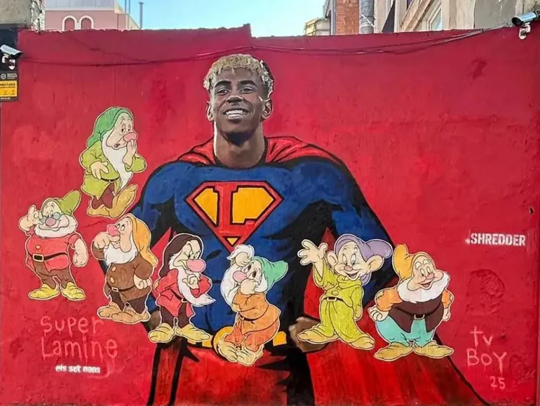 Vandalizan un mural dedicado a Lamine Yamal en el barrio barcelonés de Gràcia