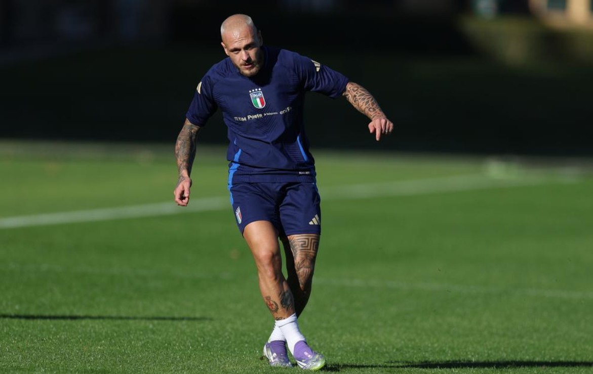 Di Marco, durante un entrenamiento de Italia en Coverciano.
