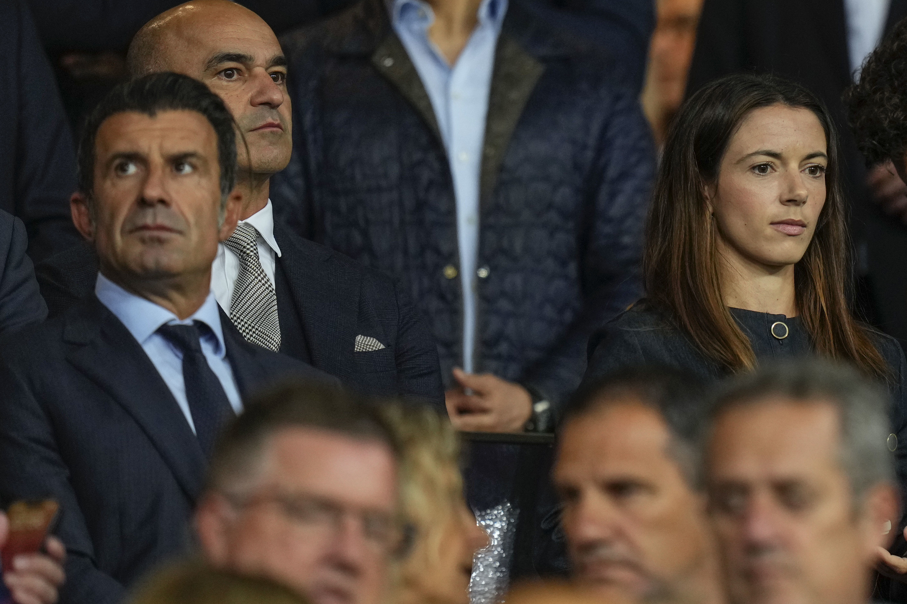 Figo, junto a Aitana Bonmatí, en Montjuïc.