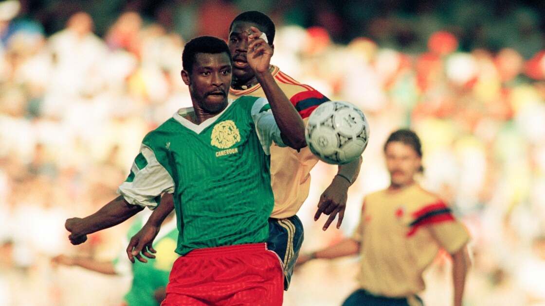 Omam-Biyik, durante el partido de cuartos ante Colombia.