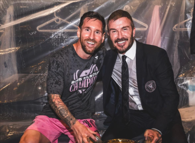 Beckham, junto a Leo Messi.