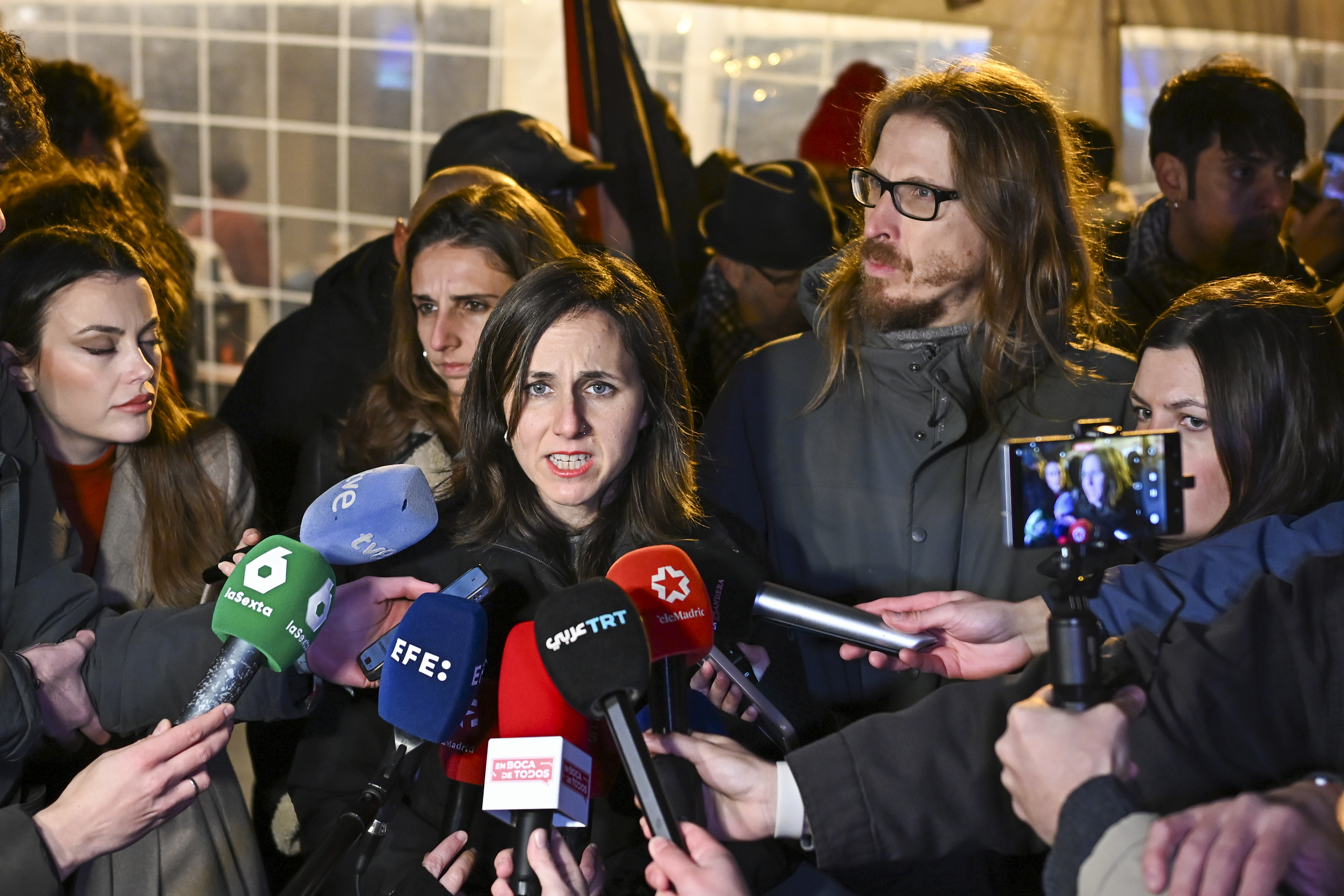 Ione Belarra, de Podemos, en la manifestación.