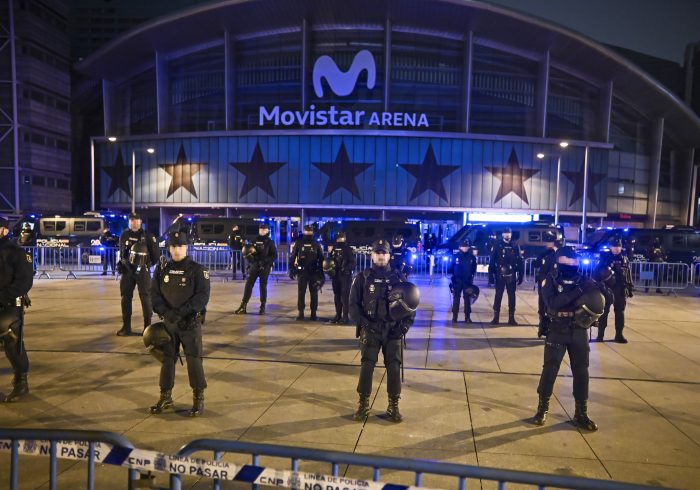 Gritos contra Israel y contra Ayuso, algún incidente y otro partido sin público en el Palacio casi cinco años después: "¡Maccabi Tel Aviv, fuera de Madrid!"