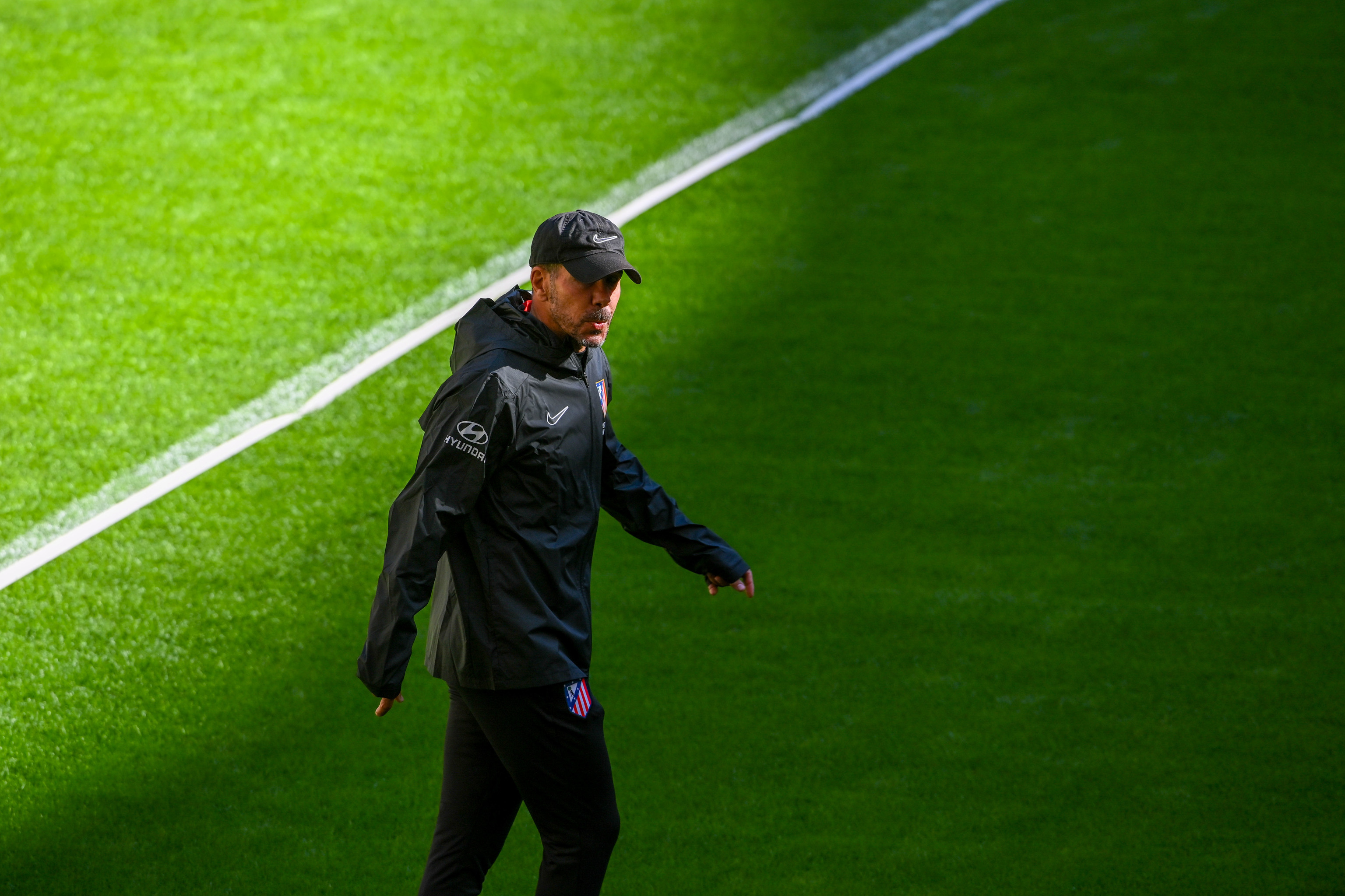 Simeone, en un entrenamiento del Atlético.