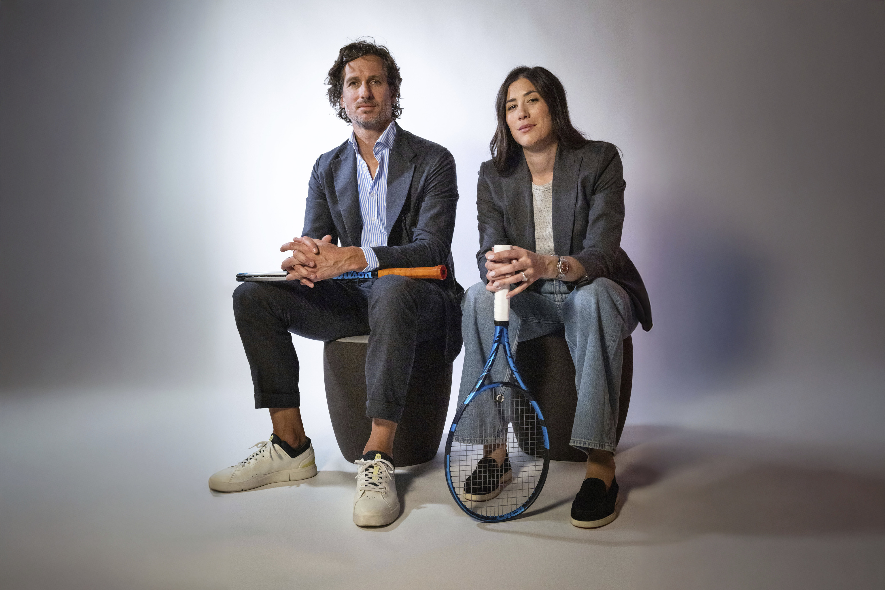 Feliciano López y Garbiñe Muguruza, codirectores del torneo de Madrid.