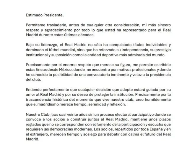 El mensaje de la carta de Riquelme a Florentino, entre el halago y la advertencia: "He de dejar claro que cumplo con todos los requisitos"