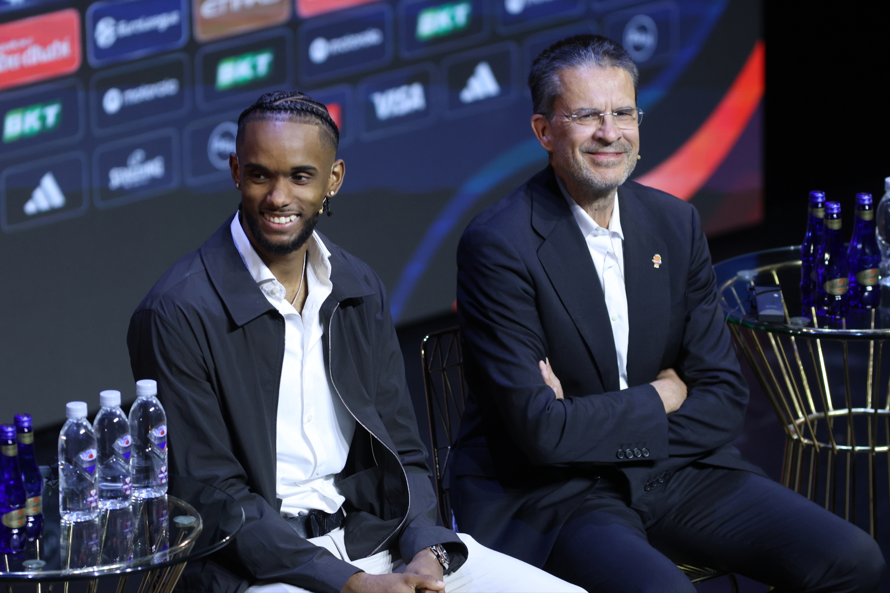Montero, junto a Pedro Martínez, en la rueda de prensa inaugural de la Final Four.