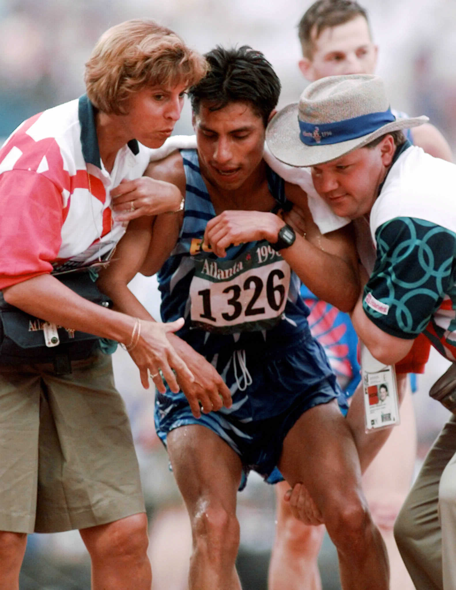 Jefferson Pérez, llegando a la meta, en Atlanta 96.