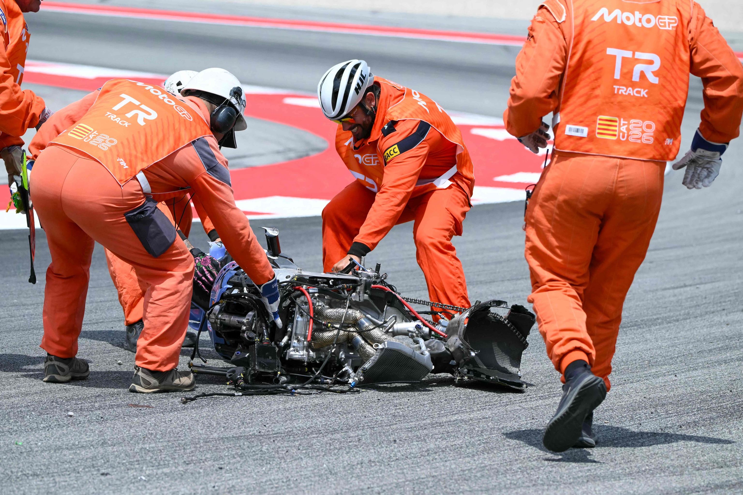 Estado en el que quedó la moto de Márquez.
