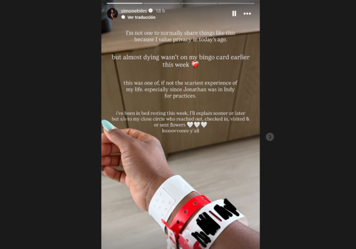 Simone Biles revela que estuvo "cerca de morir" por una grave emergencia médica